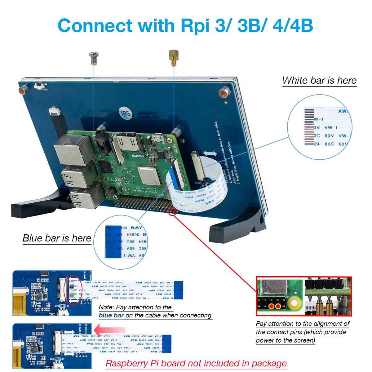 Hosyond 7 Inch Touchscreen Ips Dsi Display Compatible With Raspberry Pi 5/4/3, 800X480 Pixel Capacitive Screen Mipi Driver-Free