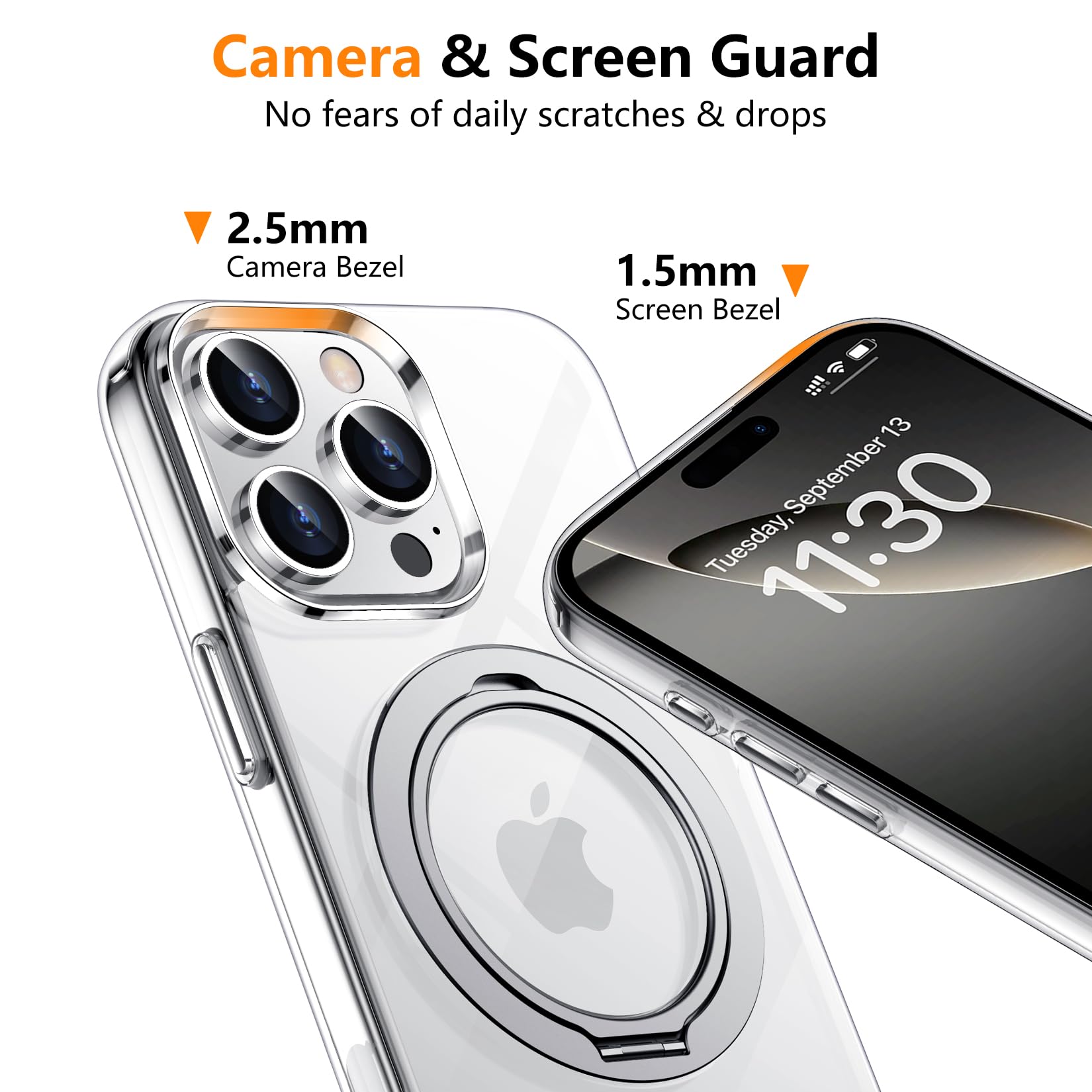 Temdan Designed For Iphone 16 Pro Case, 360Rotatable Ring Stand Case Compatible With Magsafe Military Grade Protection Magnetic