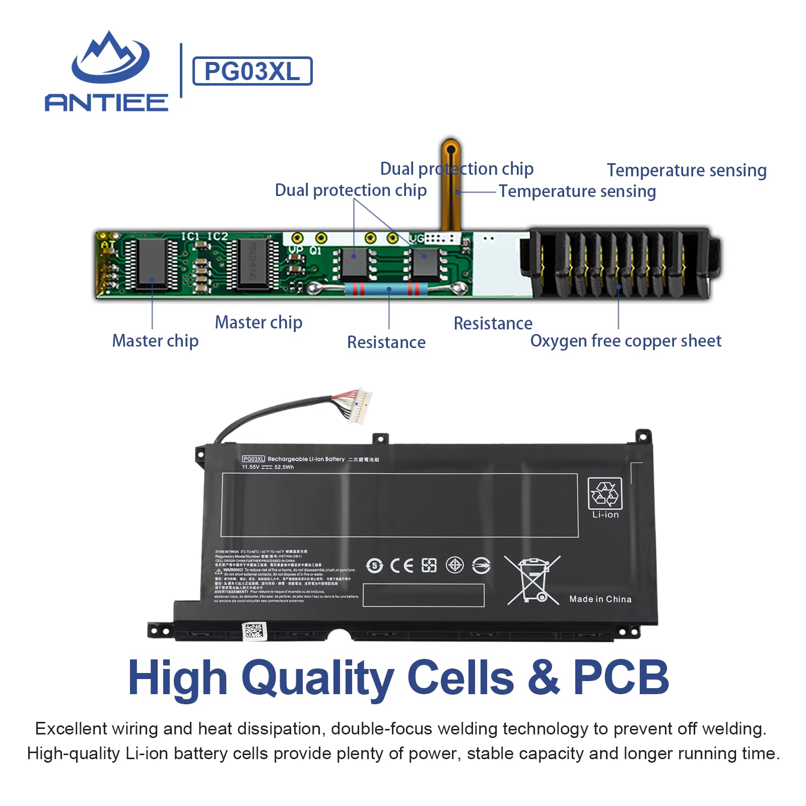 Antiee Pg03Xl Laptop Battery For Hp Pavilion Gaming 15 Dk0Xxx 15 Dk1Xxx 15 Dk2Xxx 15 Ec0Xxx 15 Ec1Xxx 15 Ec2Xxx 15 Dk0015La 16 A