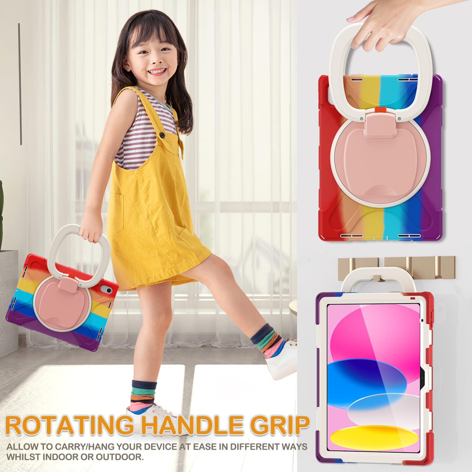 Braecn Case For Ipad 10Th Generation 2022 Heavy Duty Silicone Cover With Pencil Holder/Screen Protector/Handle Grip/Kickstand/Sh