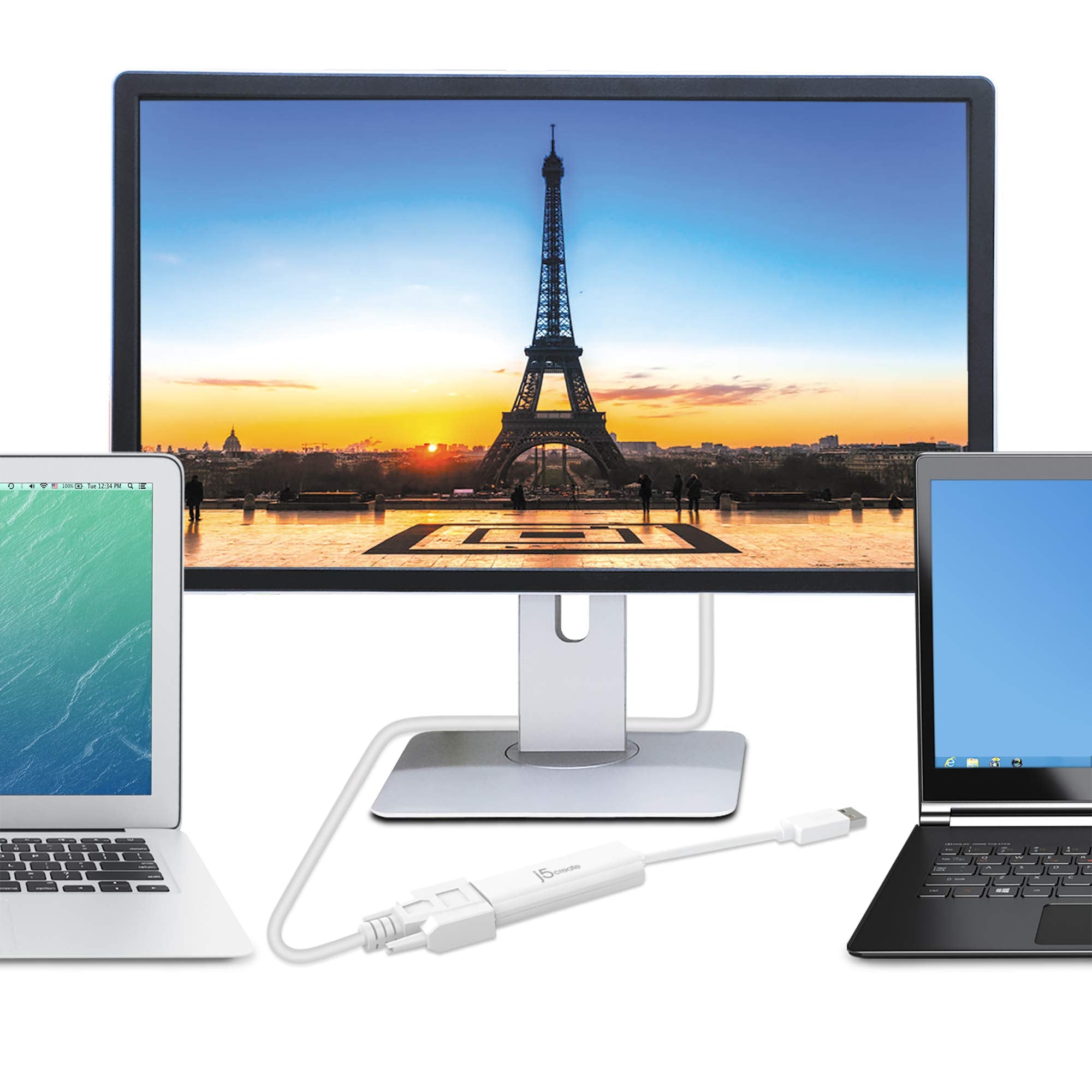 J5Create Usb To Vga Adapter Cable- Multi-Monitor Desktop Display Usb Video Card Converter | 1080P Hd Playback | Compatible With