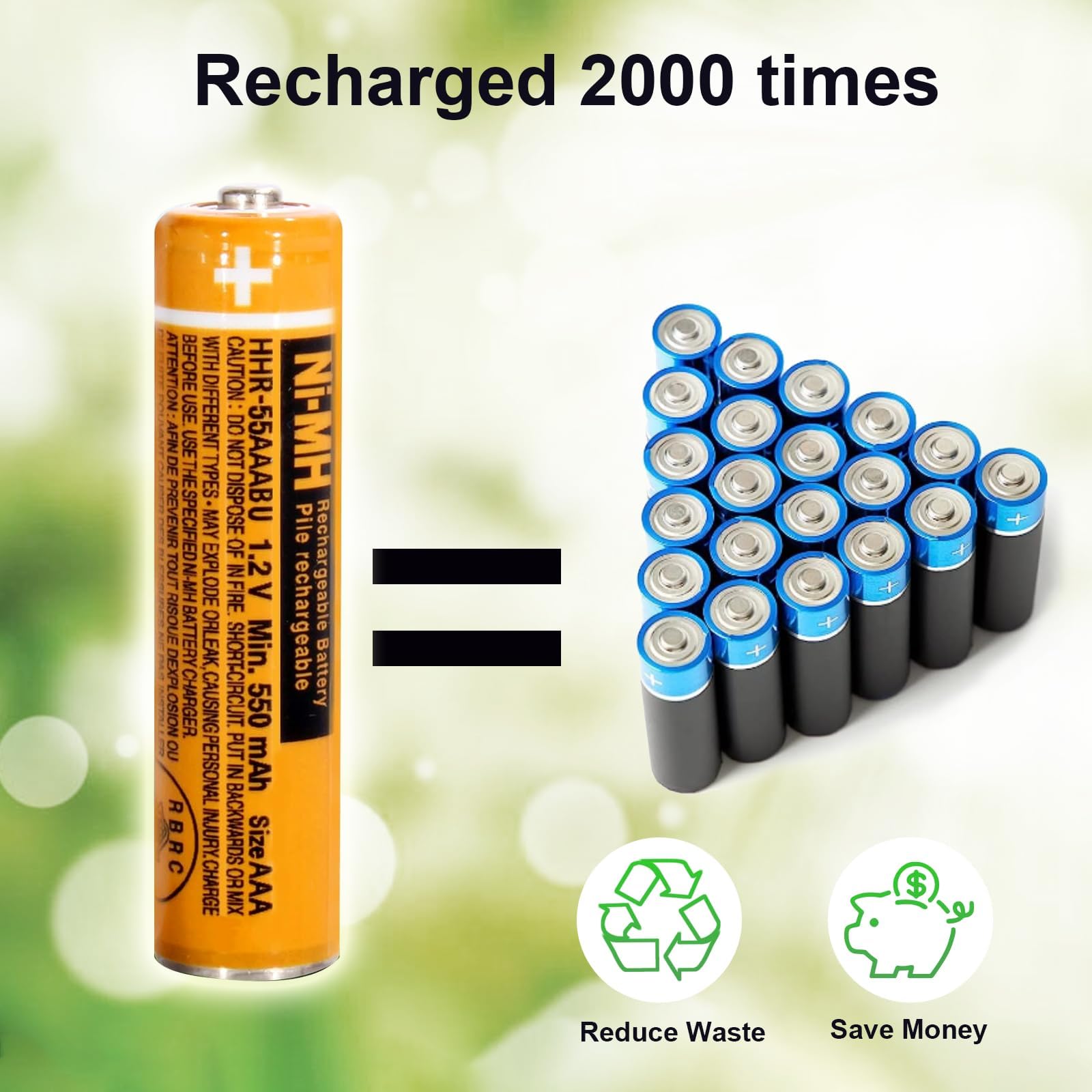 Zzwjbcyle 4 Pack Hhr 55Aaabu Ni Mh Aaa Rechargeable Battery For Panasonic, 1.2V 550Mah Rechargeable Aaa Batteries For Panasonic