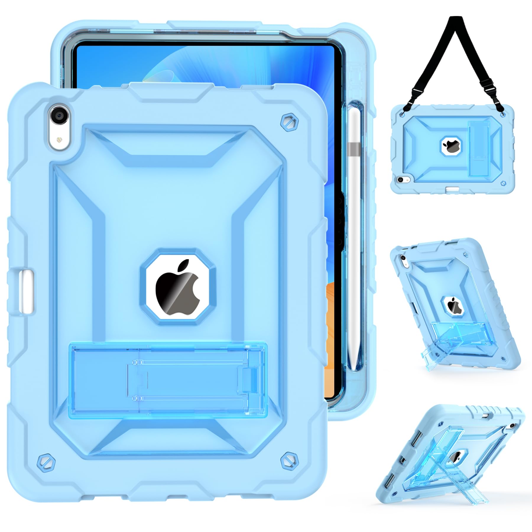 Timism Case For Ipad 10Th Generation Case 2022 With Shoulder Strap, Translucent Hard Pc Back Cover, Heavy Duty Full Body Shockpr