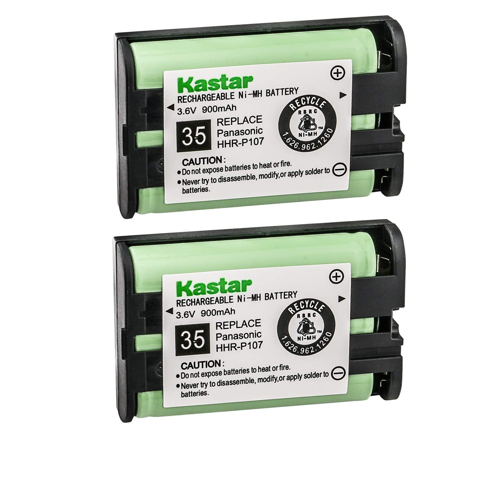 Kastar Battery 2-Pack Type 35 Cordless Telephone Battery for Panasonic HHR-P107 HHR-P107A HHR-P107A/1B BB-GTA150 BB-GT1500B KX-T