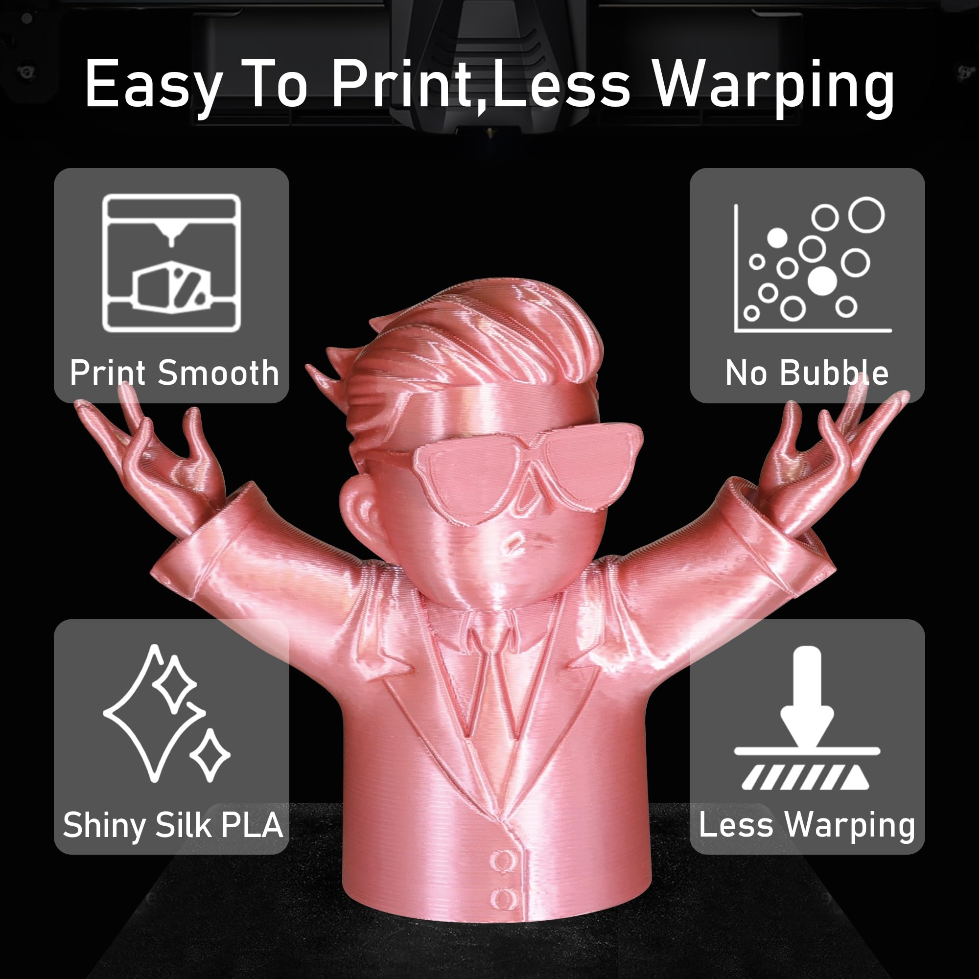 Do3D Silk Rose Gold Pla Satin Shiny 3D Printer Filament, 1.75Mm Diameter 1Kg Spool 2.2Lbs For Fdm 3D Printers