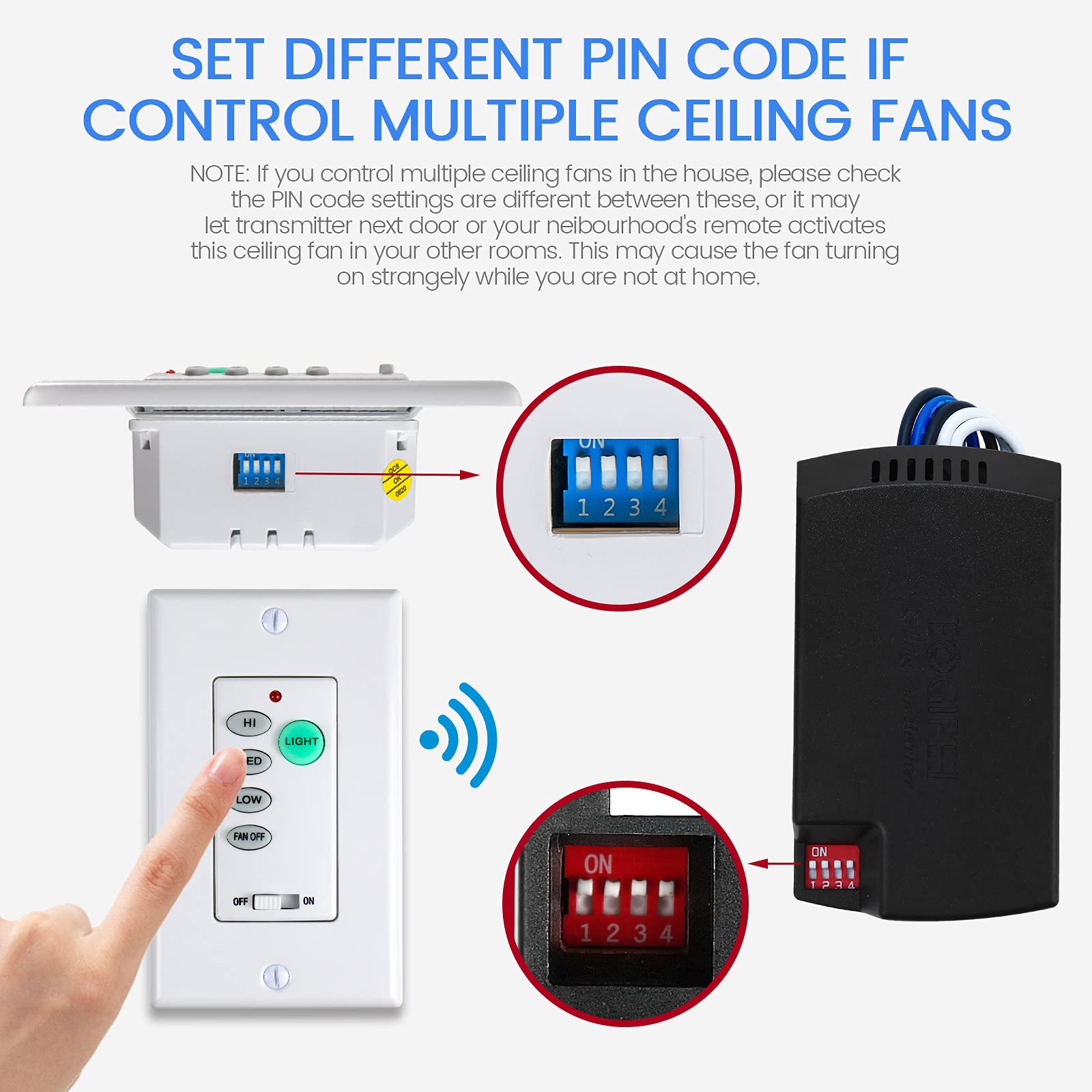 Eogifee Universal Uc9050T Small Size Ceiling Fan Remote Control Kits With Adjustable Speed And Light Replacement Of Hampton Bay