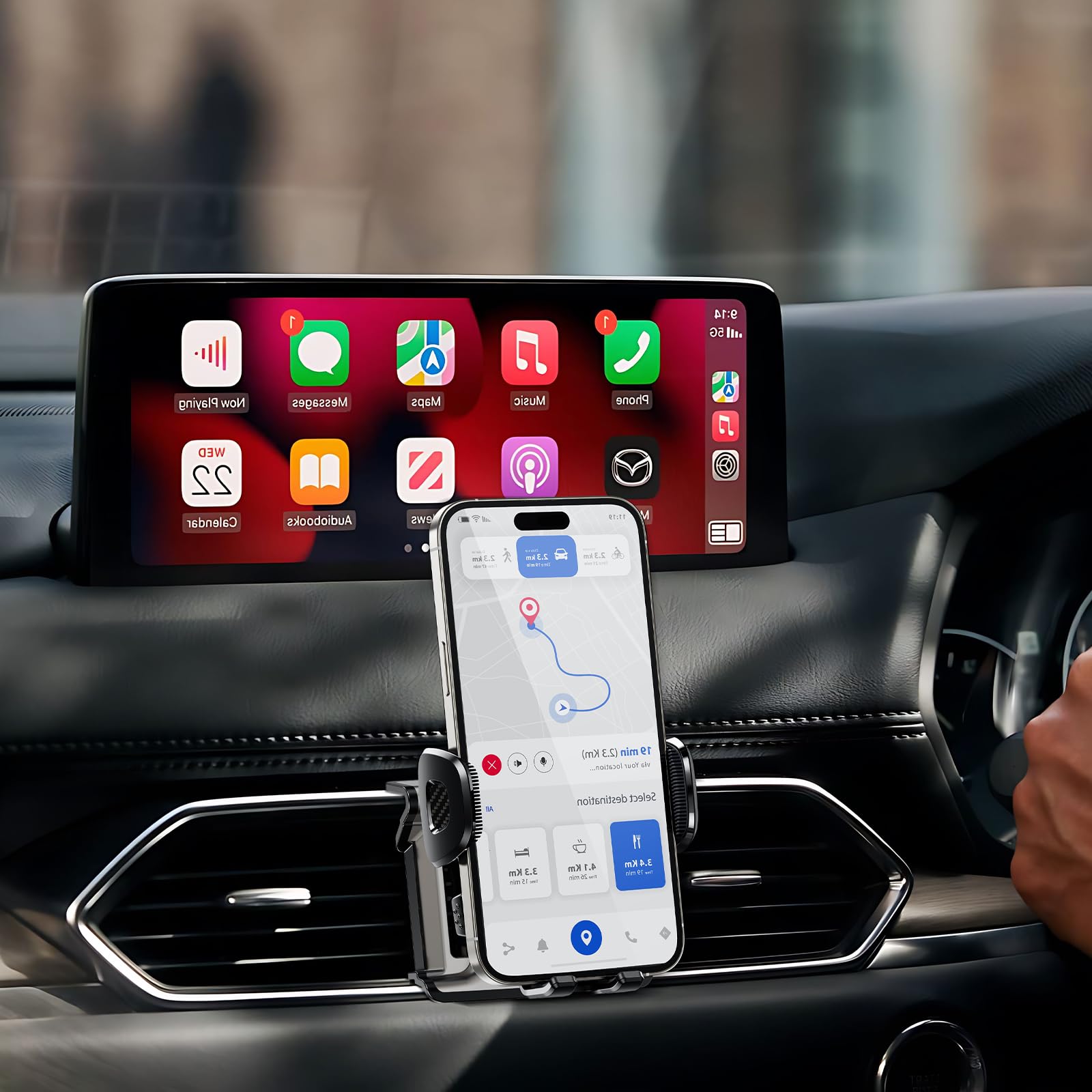 Elohei For Mazda Cx5 Phone Holder With Custom Base, Car Phone Holder For 2017-2024 Mazda Cx5 Accessories, Specifically Design Ma