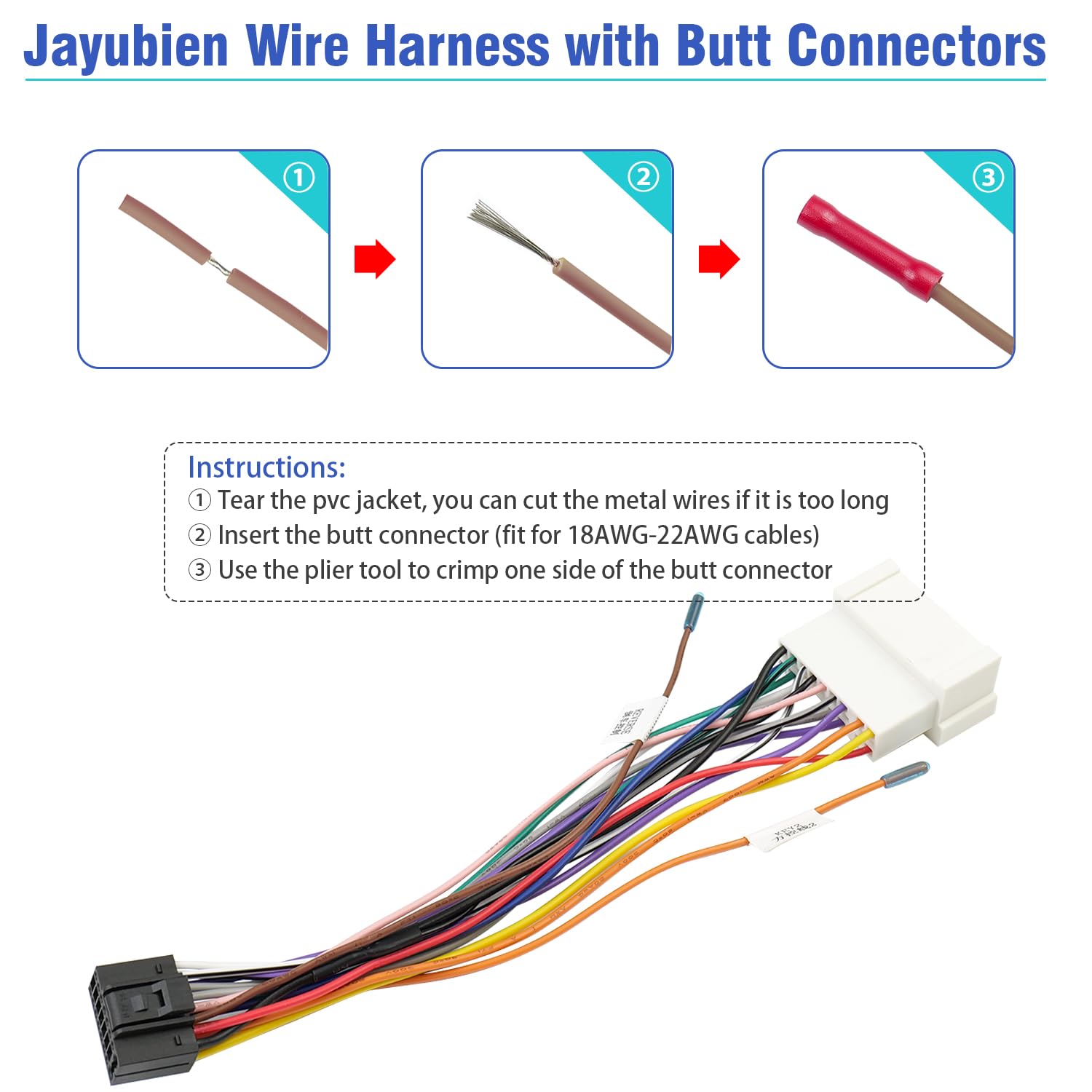 Jayubien Radio Wiring Harness Adapter Compatible With Hyundai Elantra Sonata Accent Tucson Kia,16Pin Android Car Stereo Wire Har