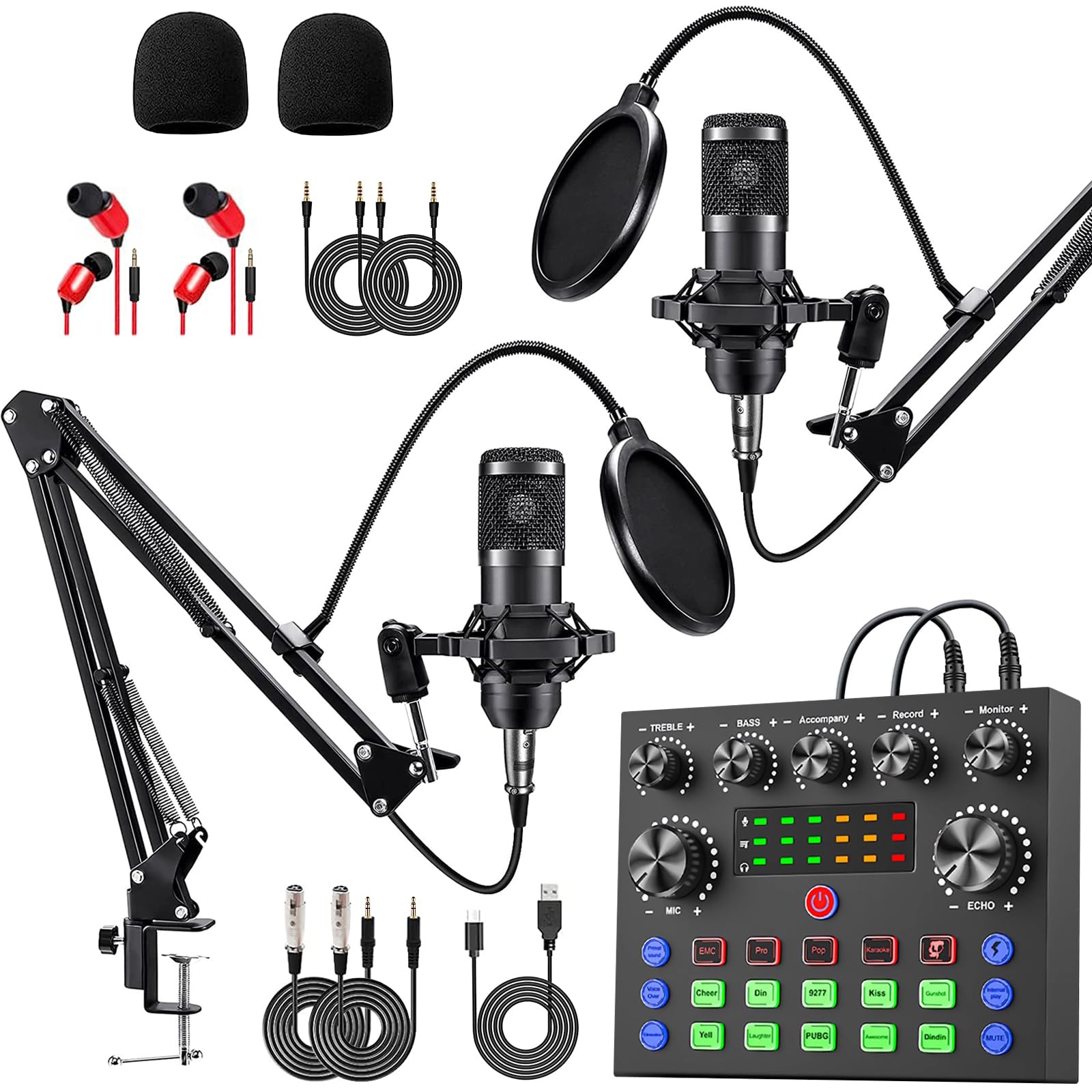 Sktome Podcast Equipment Bundle For 2, V8S Voice Changer With Bm 800 Podcast Microphone Bundle   Studio Condenser Microphone Per