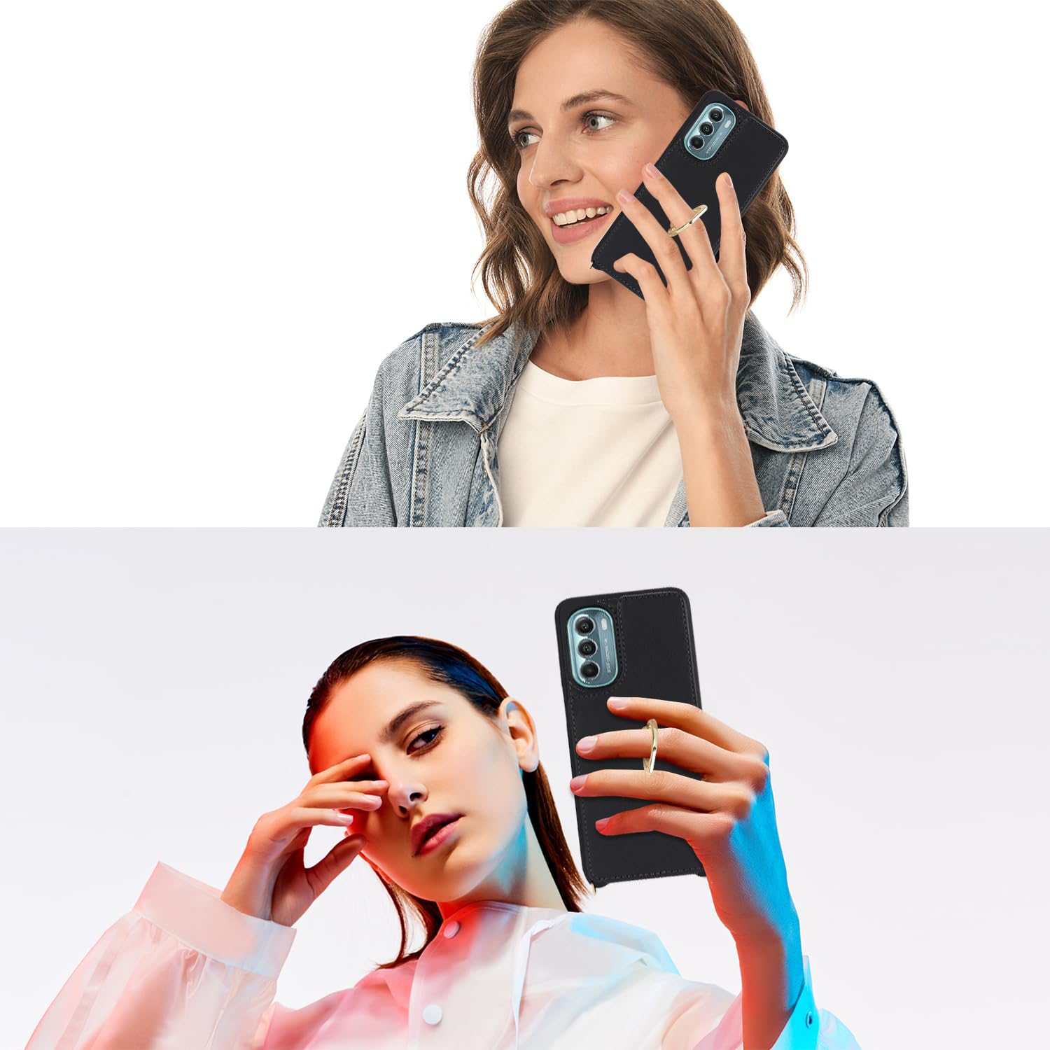 Lipvina For Moto G Stylus 5G 2022 Case With Card Holder And Strap For Women,Crossbody Lanyard,Ring Stand,Snap Clasp,Phone Wallet