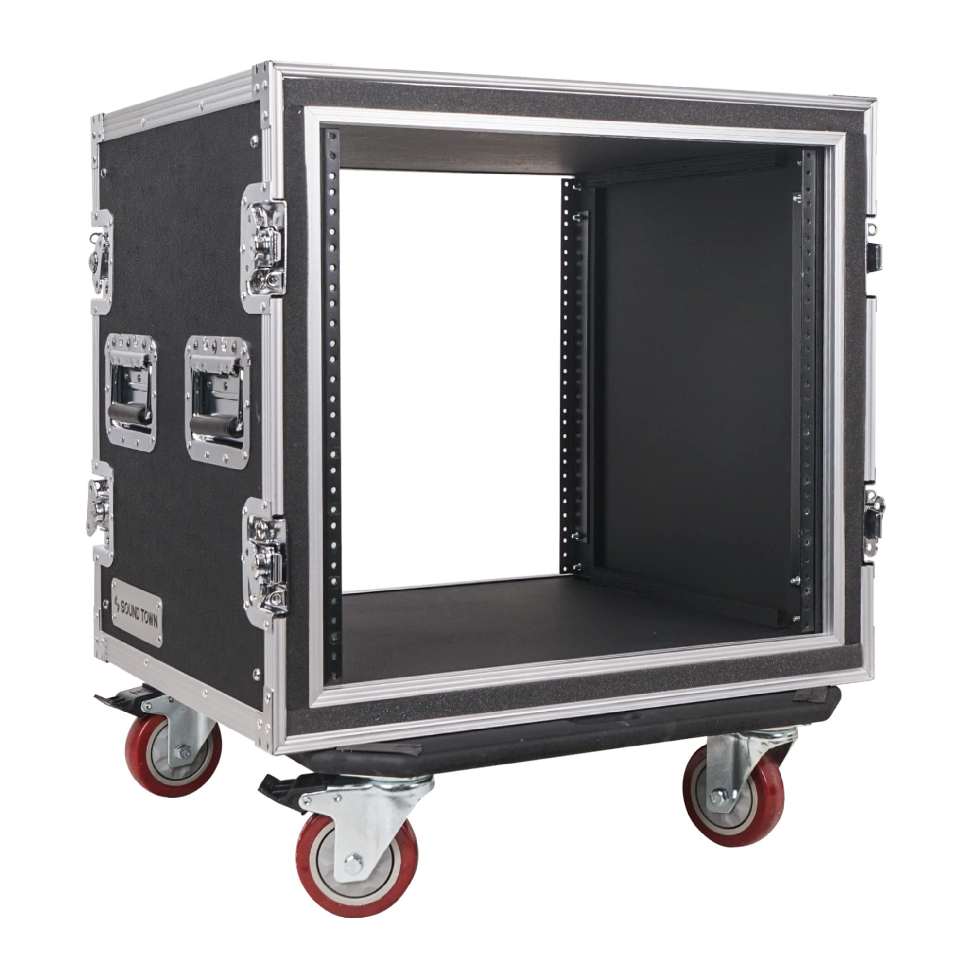 Sound Town Shock Mount 10U Ata Rack Case With 21'' Rackable Depth And Casters, Pro Tour Grade (Strc Sp10Uw)