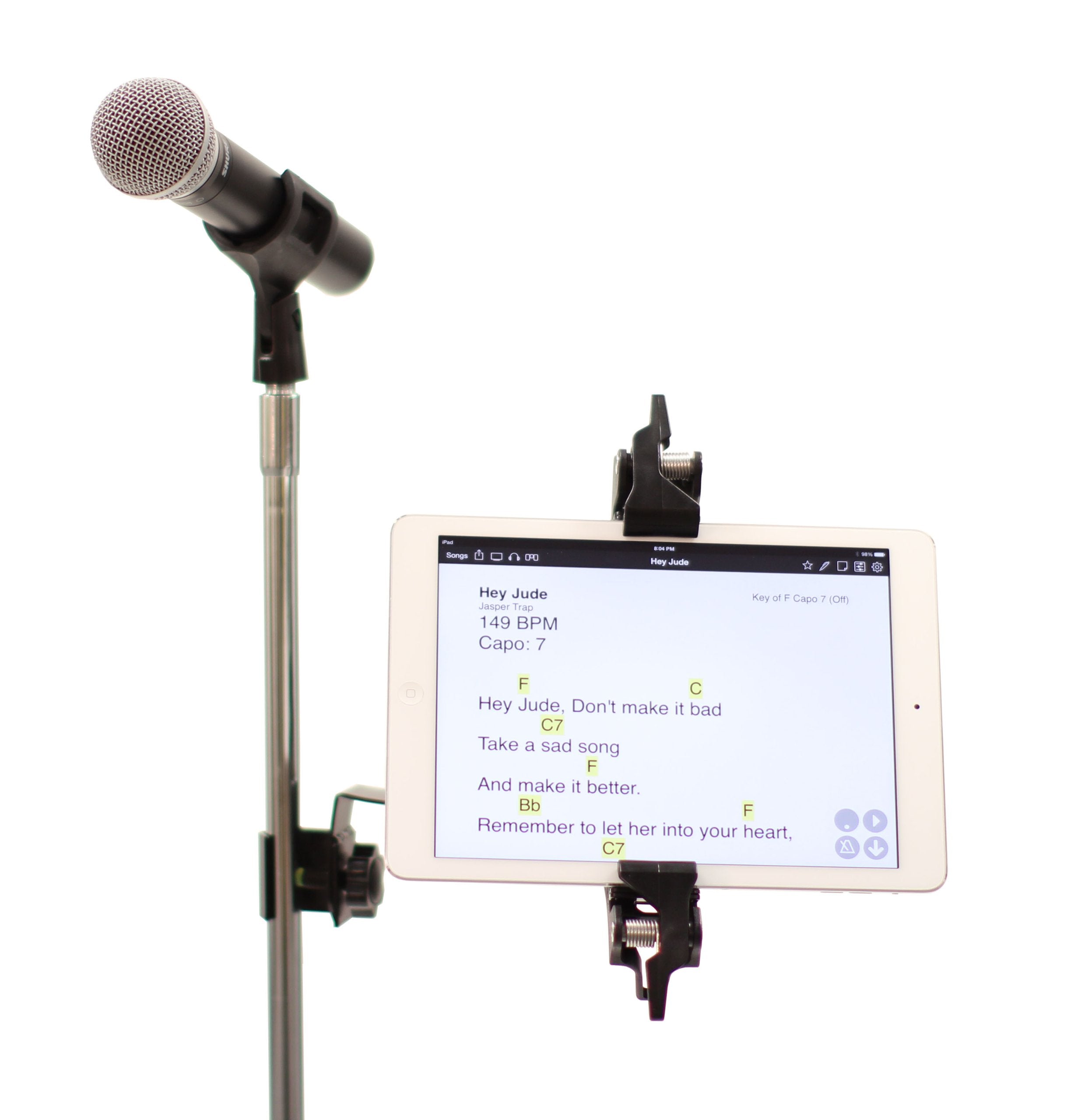 Airturn Manos Universal Tablet And Phone Holder With Side Mount Clamp (Microphone And Mic Stand Not Included)
