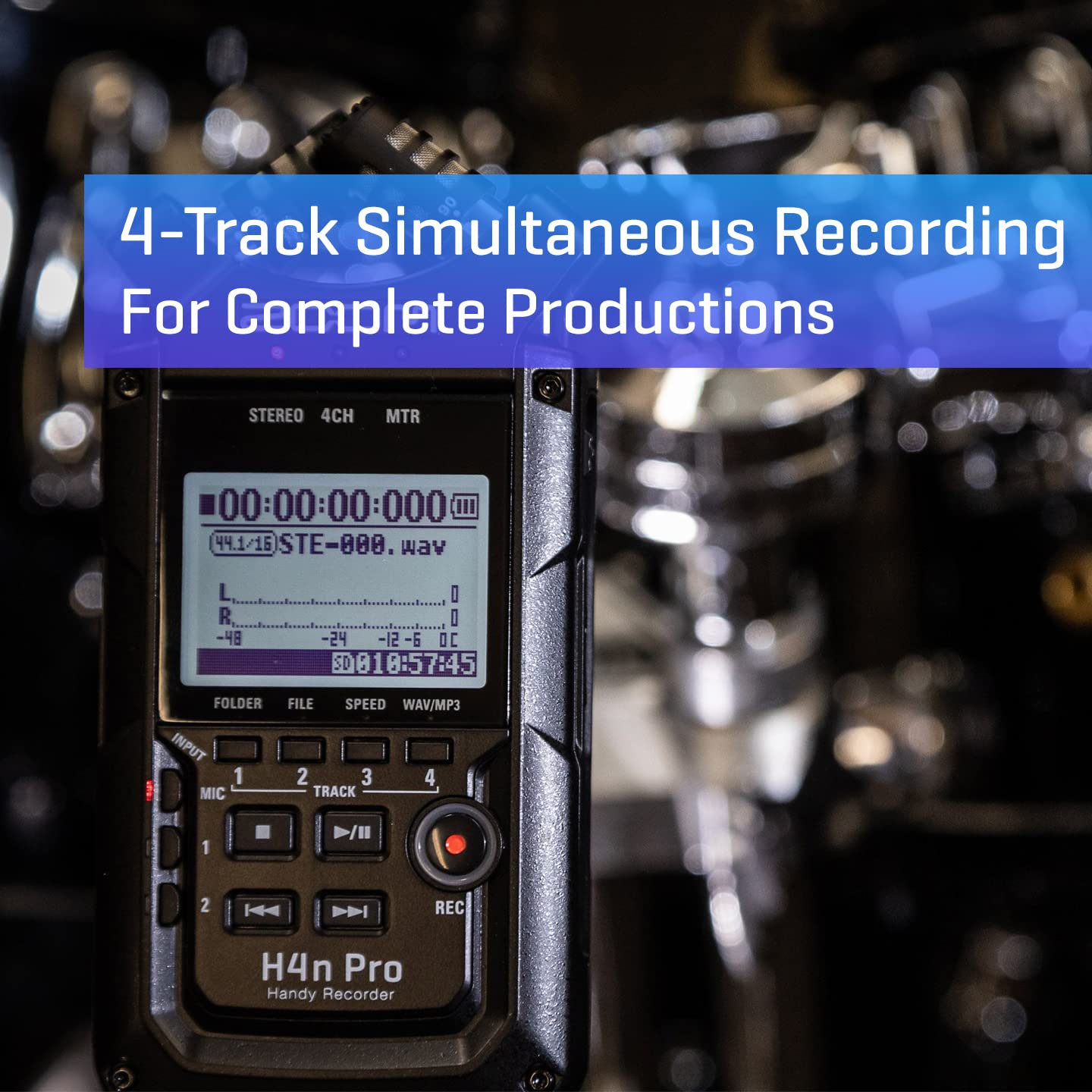 Zoom H4N Pro 4 Track Portable Recorder, All Black, Stereo Microphones, 2 Xlr/  Combo Inputs, Battery Powered, For Stereo/Multitr