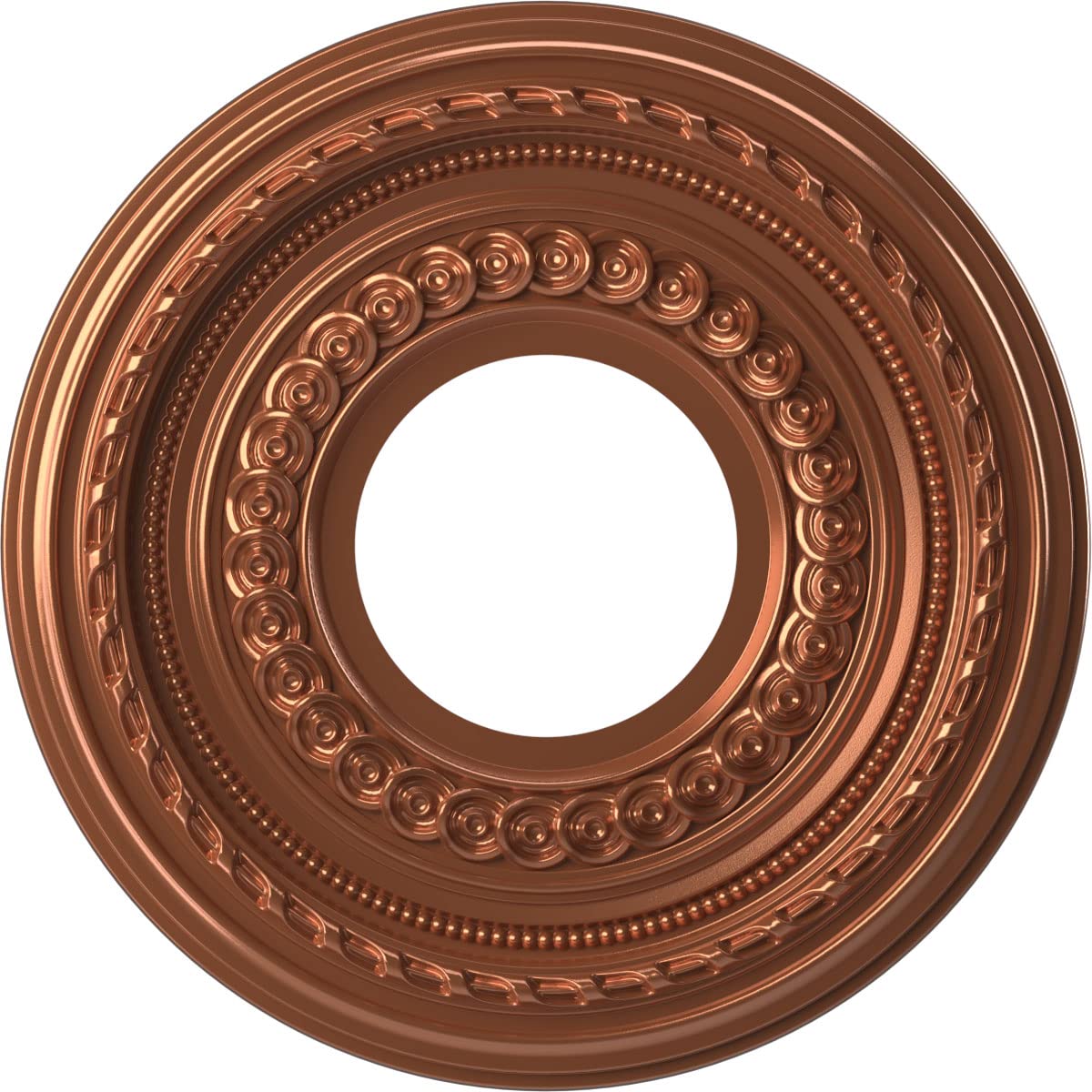 Ekena Millwork CMP10COBCO Cole Thermoformed PVC Ceiling Medallion (Fits Canopies up to 4 1/4), 10OD x 3 1/2ID x 3/4P, Bright Coa