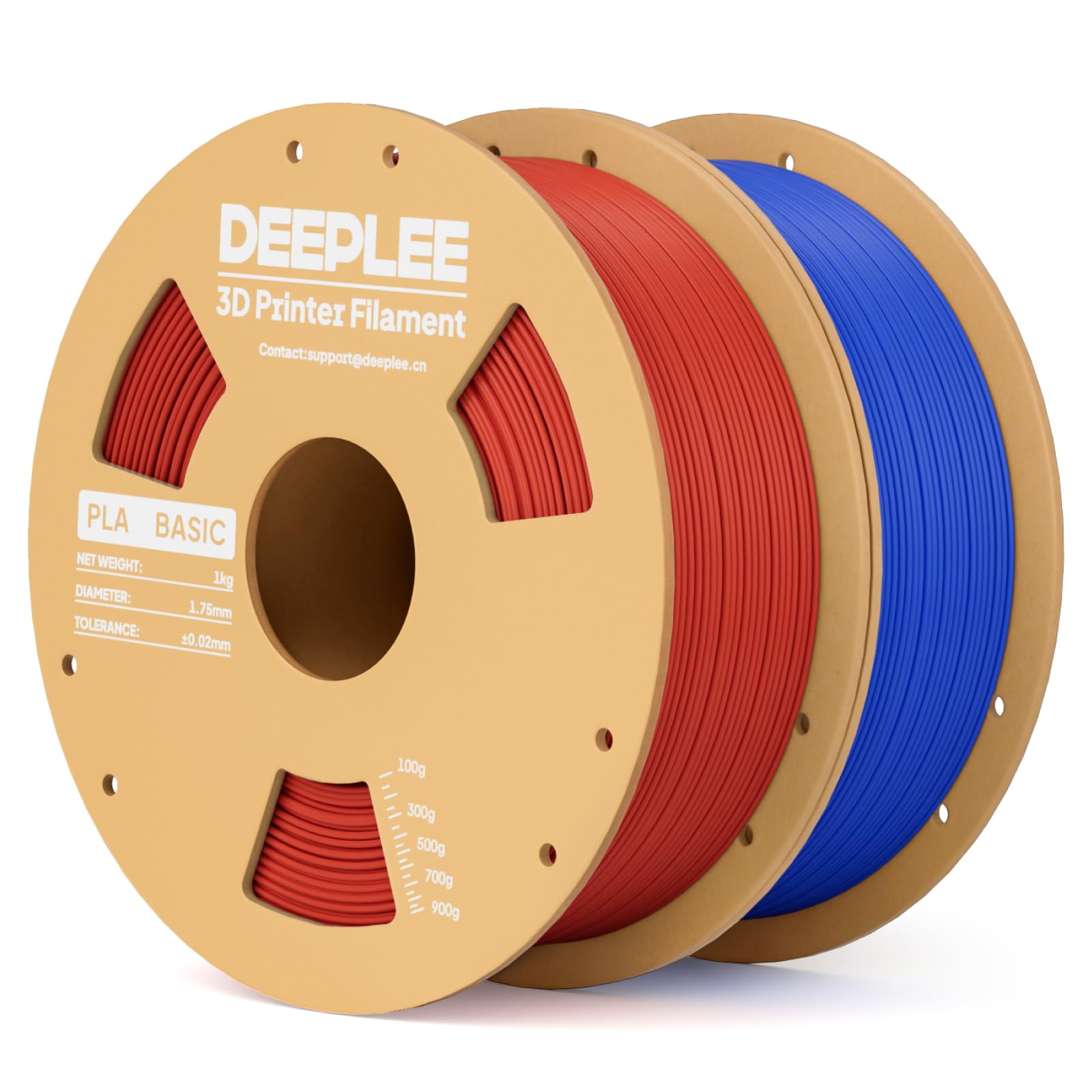 DEEPLEE Basic PLA Filament 1.75mm, 3D Printer Filament, Red & Blue 2kg