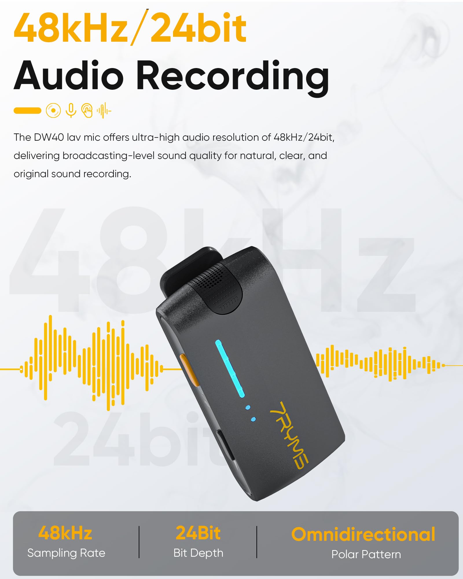 7Ryms Iray Dw40 Four Channel Wireless Lavalier Microphone With Charging Case, Noise Cancellation, 656Ft Range, 10H Working, Lav