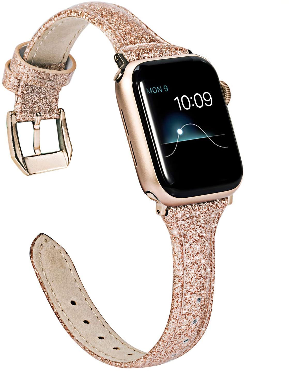 Wearlizer Rose Gold Leather Compatible With Apple Watch Bands Women 42Mm 44Mm 45Mm 49Mm(Ultra) For Iwatch Se Series 8 7 6 5 4 3