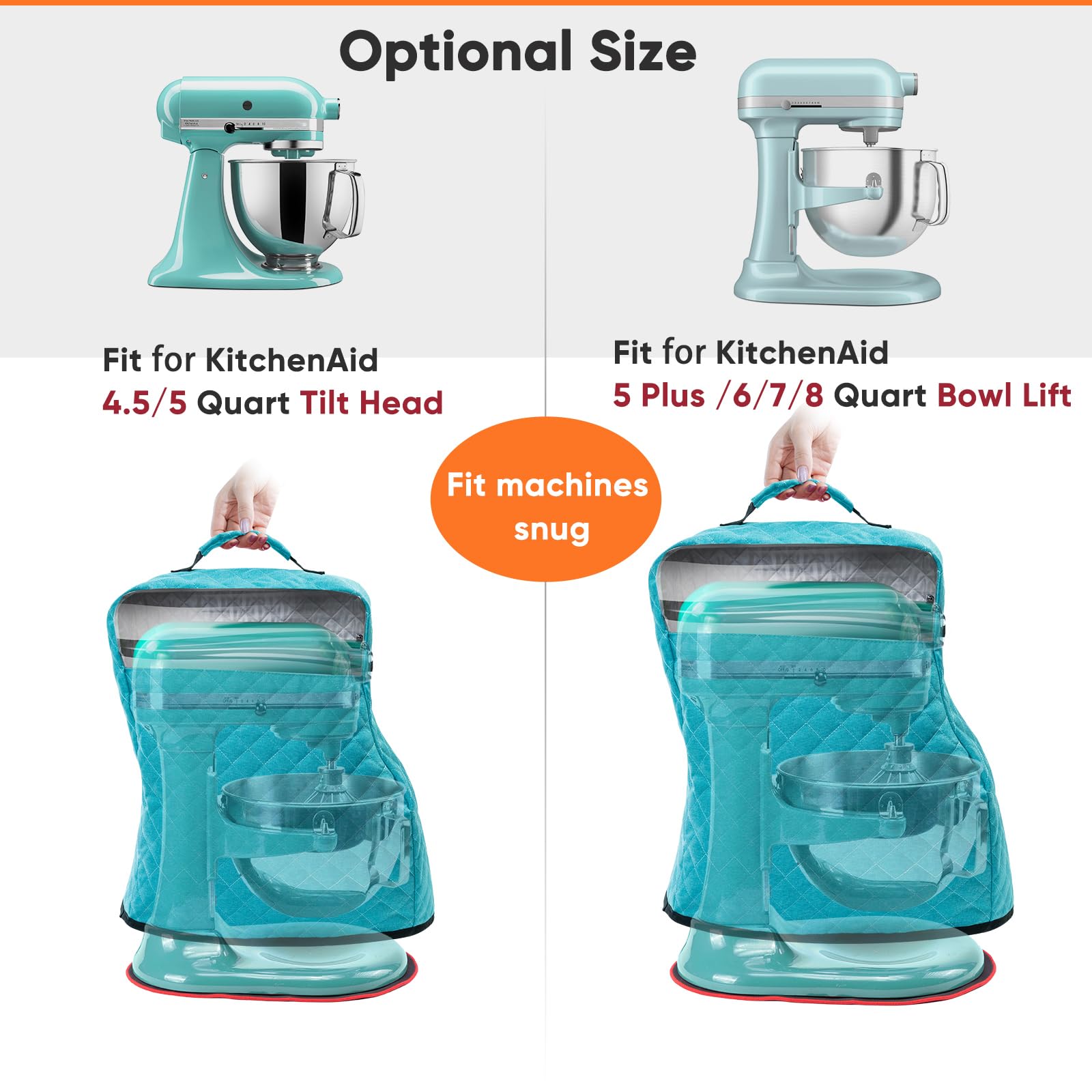 Bagsprite Stand Mixer Cover With Appliance Sliders Compatible With Kitchenaid Mixer 4.5/5 Quart With Pockets For Kitchen Aid Acc