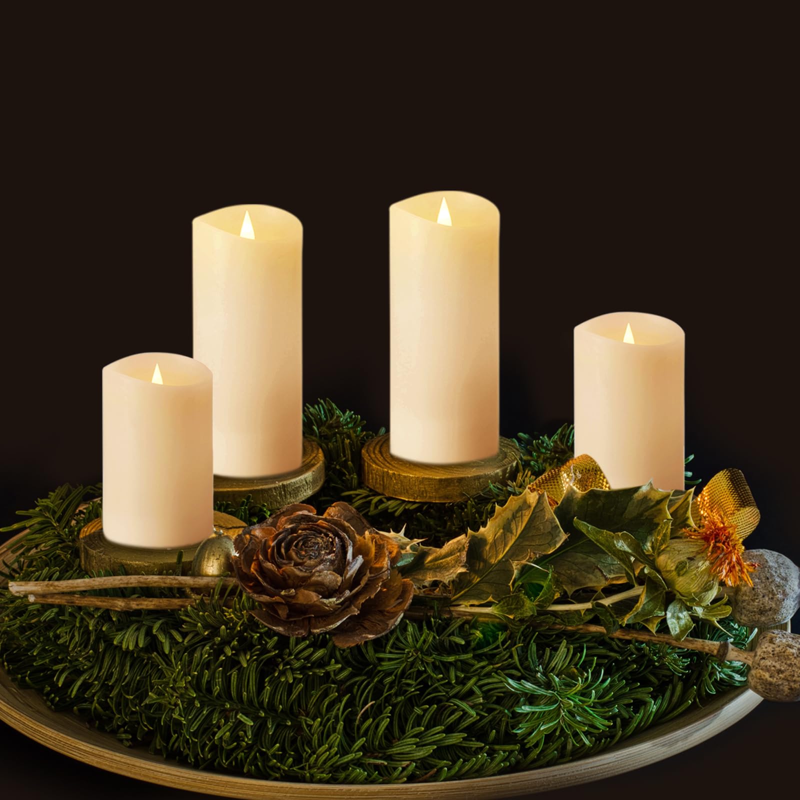 Softflame Flameless Led Candles With Remote Control, 4''X 10.3''Flickering 3D Moving Flame Battery Operated Candles In Real Wax