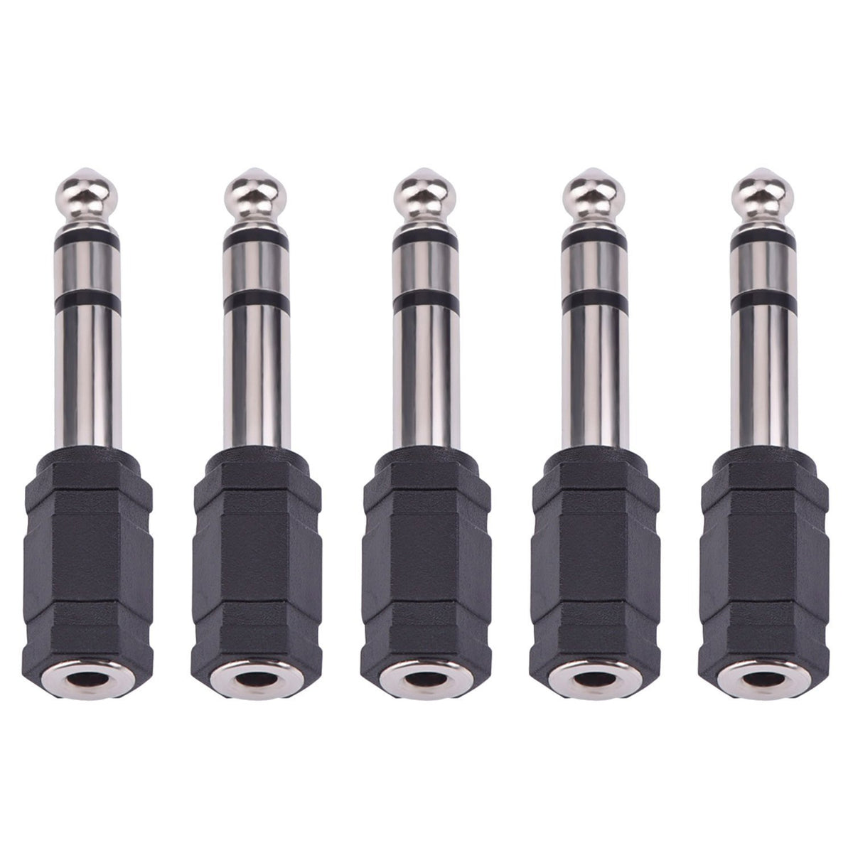 eBoot 6.35mm to 3.5mm Adapter 6.35 mm (1/4 Inch) to 3.5 mm (1/8 Inch) Adapter Female Stereo Audio Earphone Jack Adapter, 5 Pieces, Black