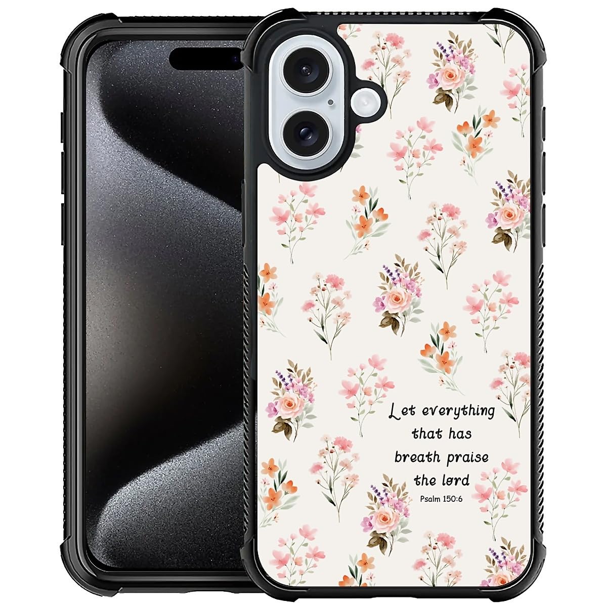 Deaorew for iPhone 16 Case | Classic Slim Cover Design | Flowers Bible Scripture