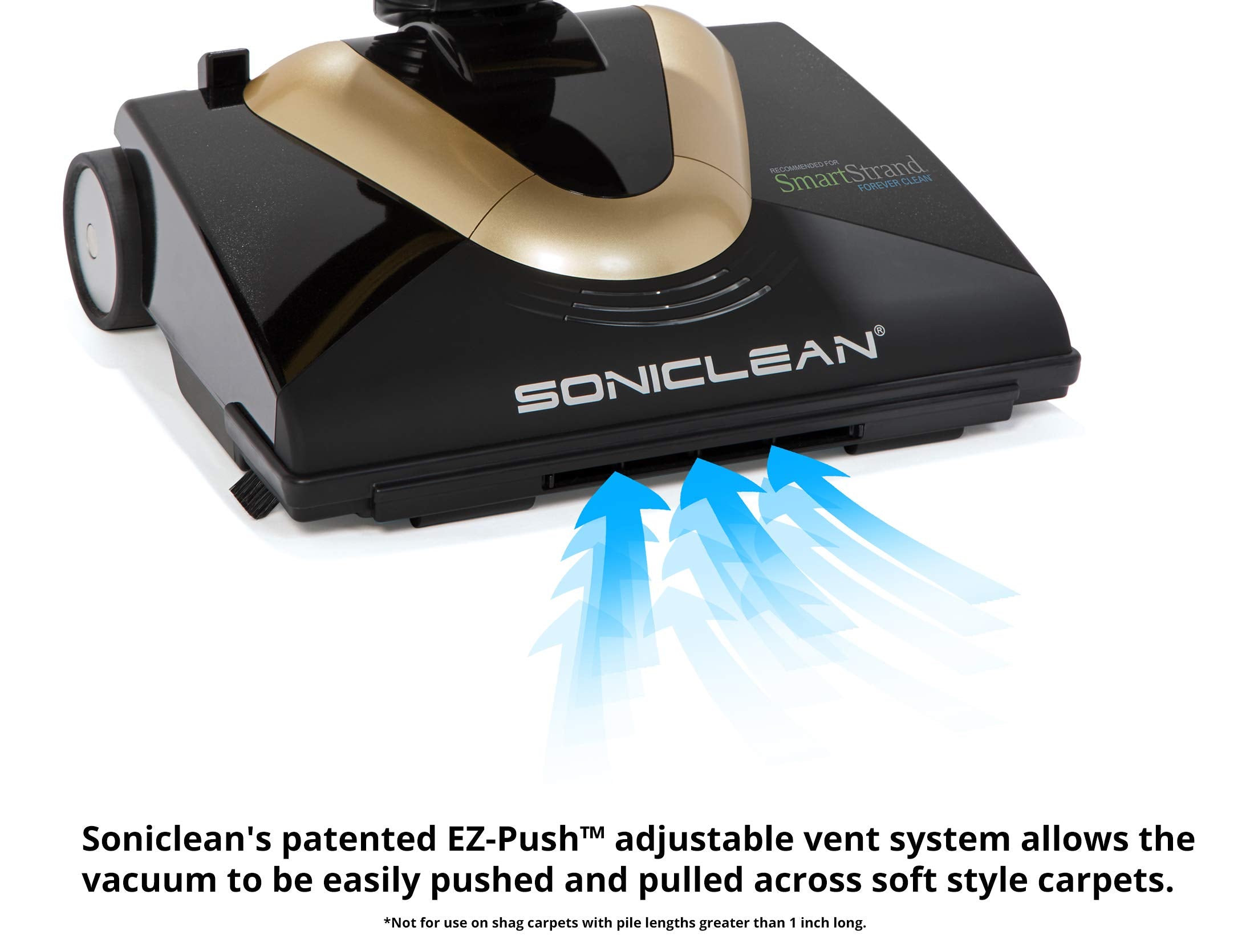 Soniclean Soft Carpet Upright Vacuum Cleaner - SFC-7000, Plastic, Black/Gold, Ideal for Soft Carpets, Upright Size