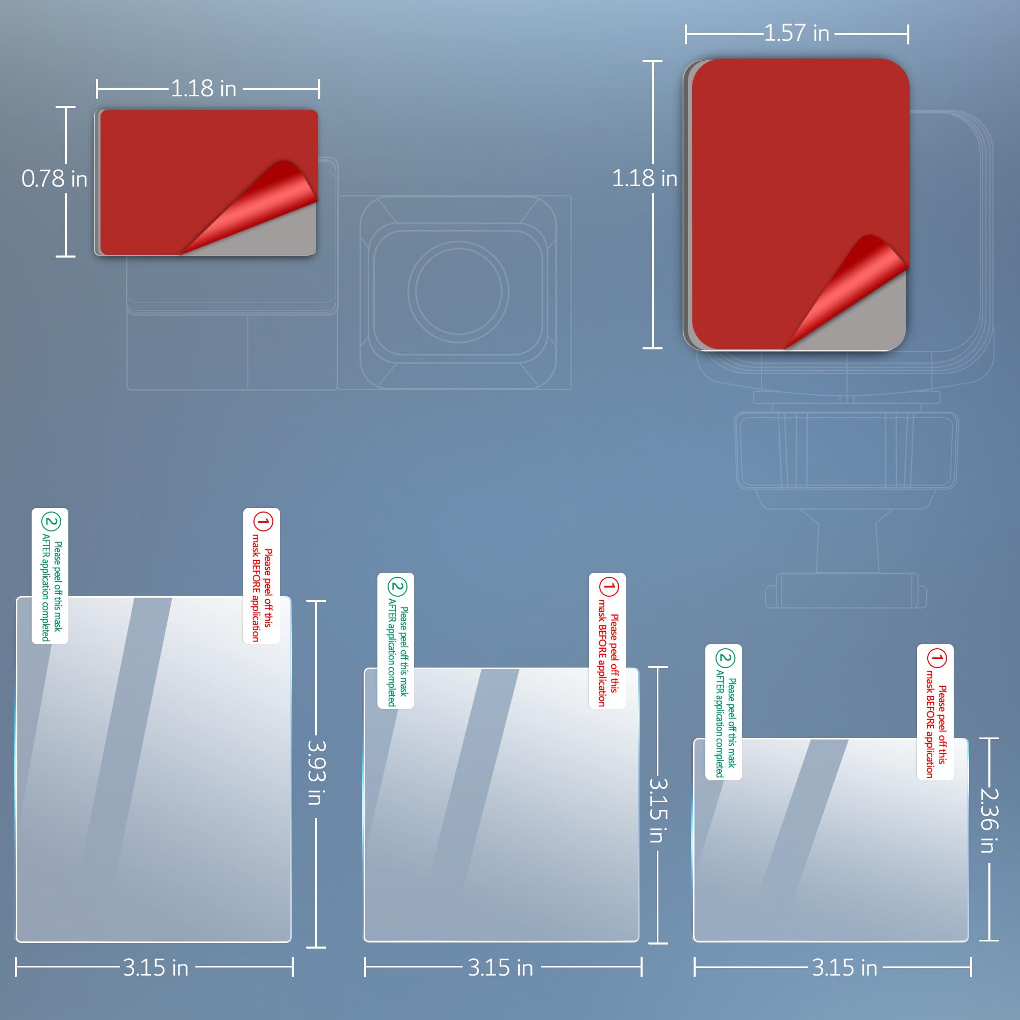 QaMcbulc Electrostatic Sticker for Dash Cam Mounting - 9 Transparent Adhesive Pads for Windshield and Radar Detectors