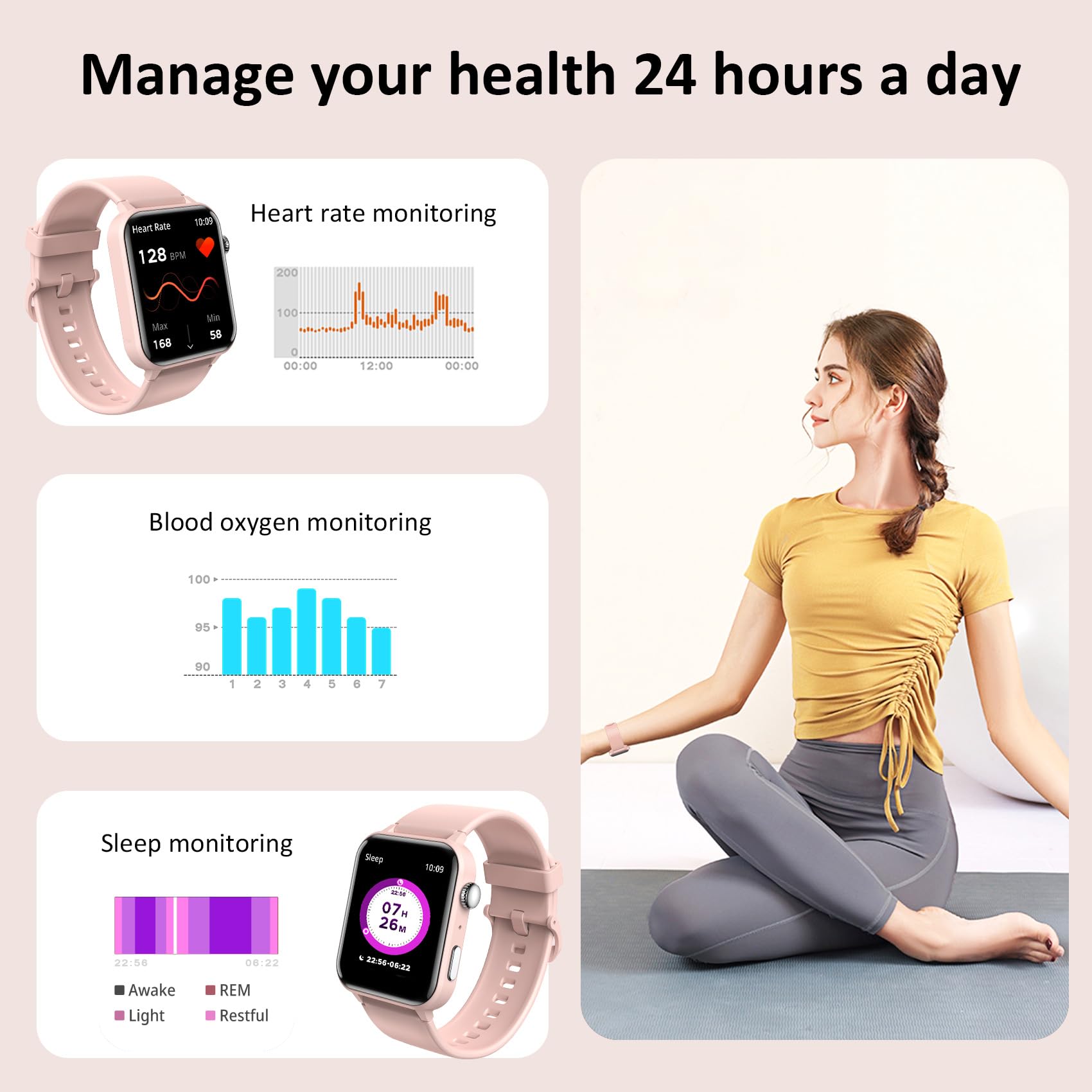 Blackview Smart Watches For Women(Make And Answer Calls),1.85''Hd Screen Fitness Tracker Watch,100+ Sport Modes,Spo2/Heart Rate/