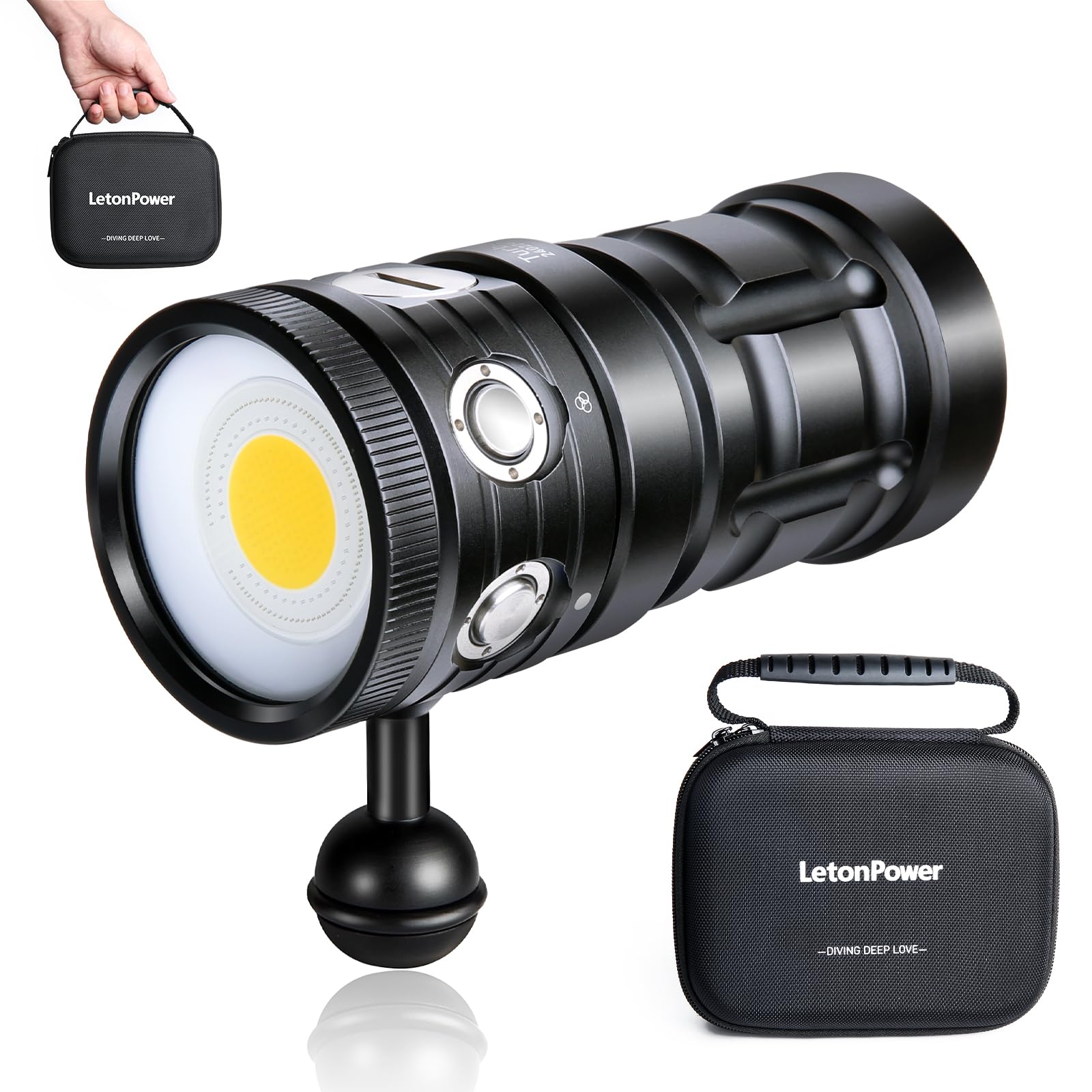 Dive Light,Letonpower Ts S 10000Lumens 100M Underwater Video Light,Diving Flashlight,Waterproof Flashlight With Type C Charging