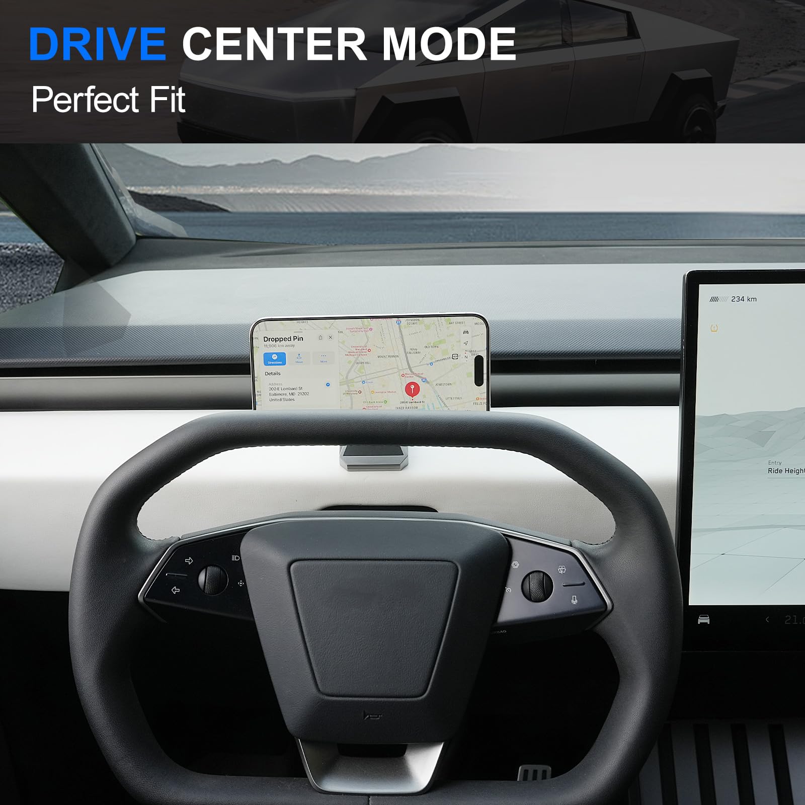 Elecfresh Phone Mount For Tesla Cybertruck Fit For All Phone, Magnetic Phone Holder For Cybertruck Accessories Can Be Adjusted 3