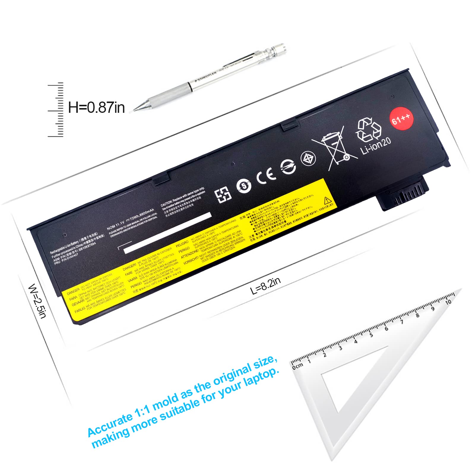 01Av427 01Av425 Sb10K97584 T470 T480 61++ Laptop Battery For Lenovo Thinkpad T470 T480 P51S P52S T570 T580 A475 A485 Tp25 Series