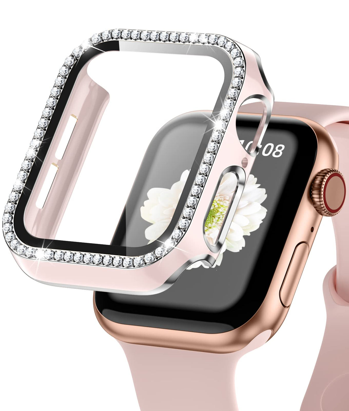 Zaroto For Apple Watch Case 40Mm With Tempered Glass Screen Protector For Iwatch Series 6/5/4/Se, Bling Crystal Diamond Rhinesto
