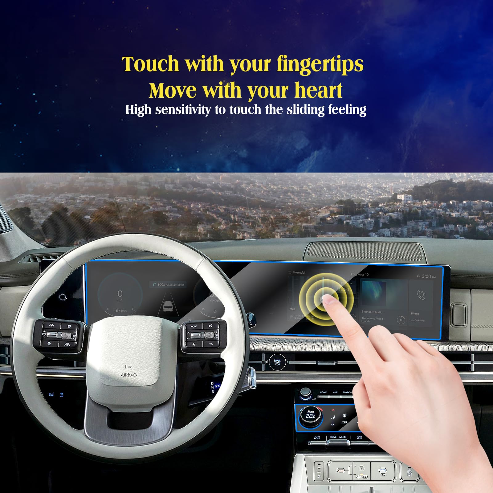 Eueky 2Pcs 2024 Hyundai Santa Fe Screen Protector For 2024 Hyundai Santa Fe Hybrid Dual 12.3Inch Soft Screen Protector Displays