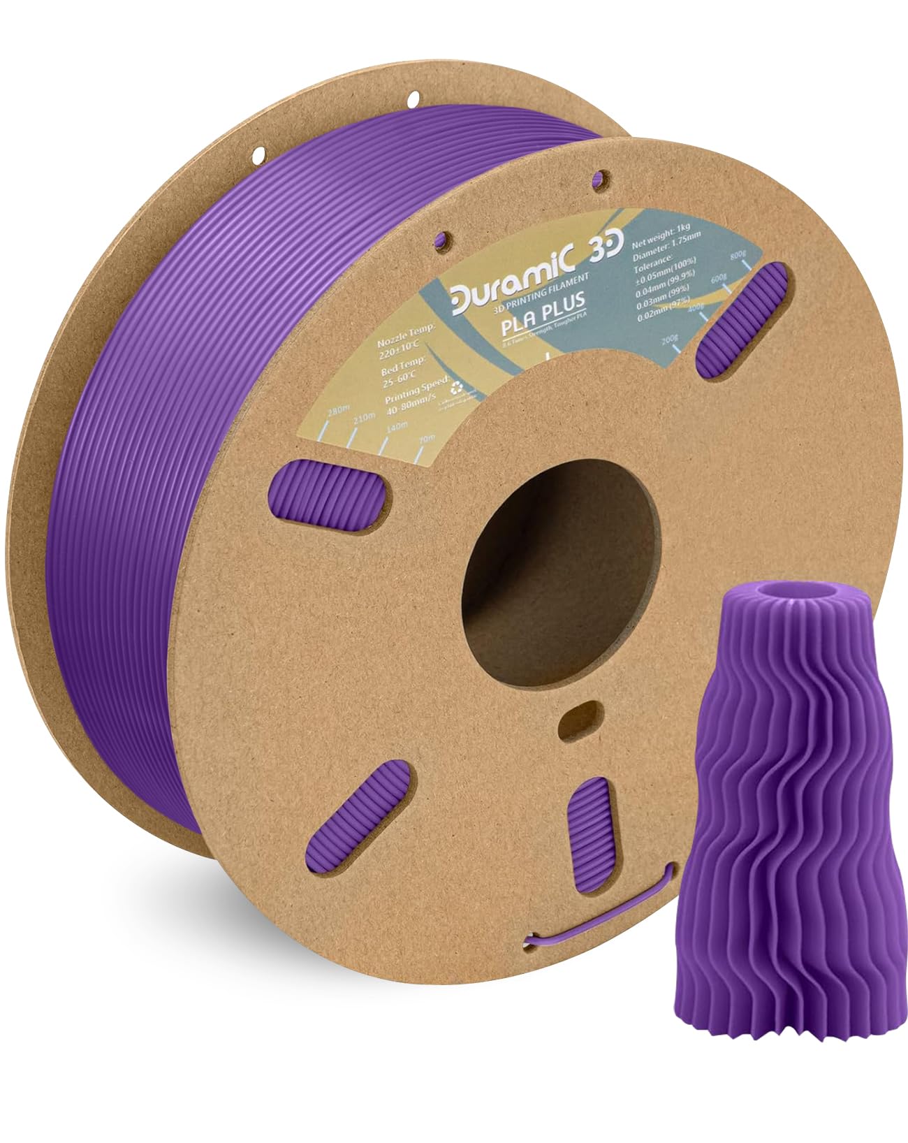 Duramic 3D Pla+ Filament 1.75Mm 1Kg Purple, Pla Plus 3D Printer Filament 1Kg Spool(2.2Lbs) Pla Pro Tougher And Stronger, Dimensi