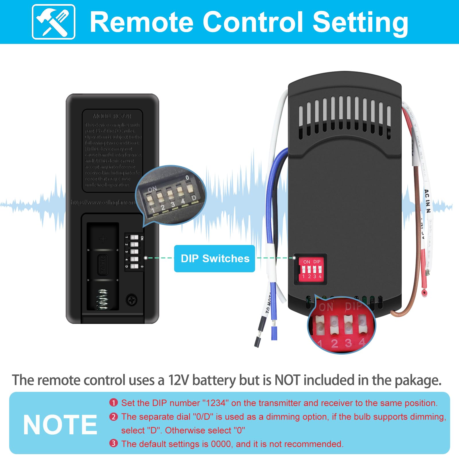 Hampton Bay Ceiling Fan Remote Control Kit, Universal Fan Remote With Light Dimmer, Works 3 Speed Ac Ceiling Fans