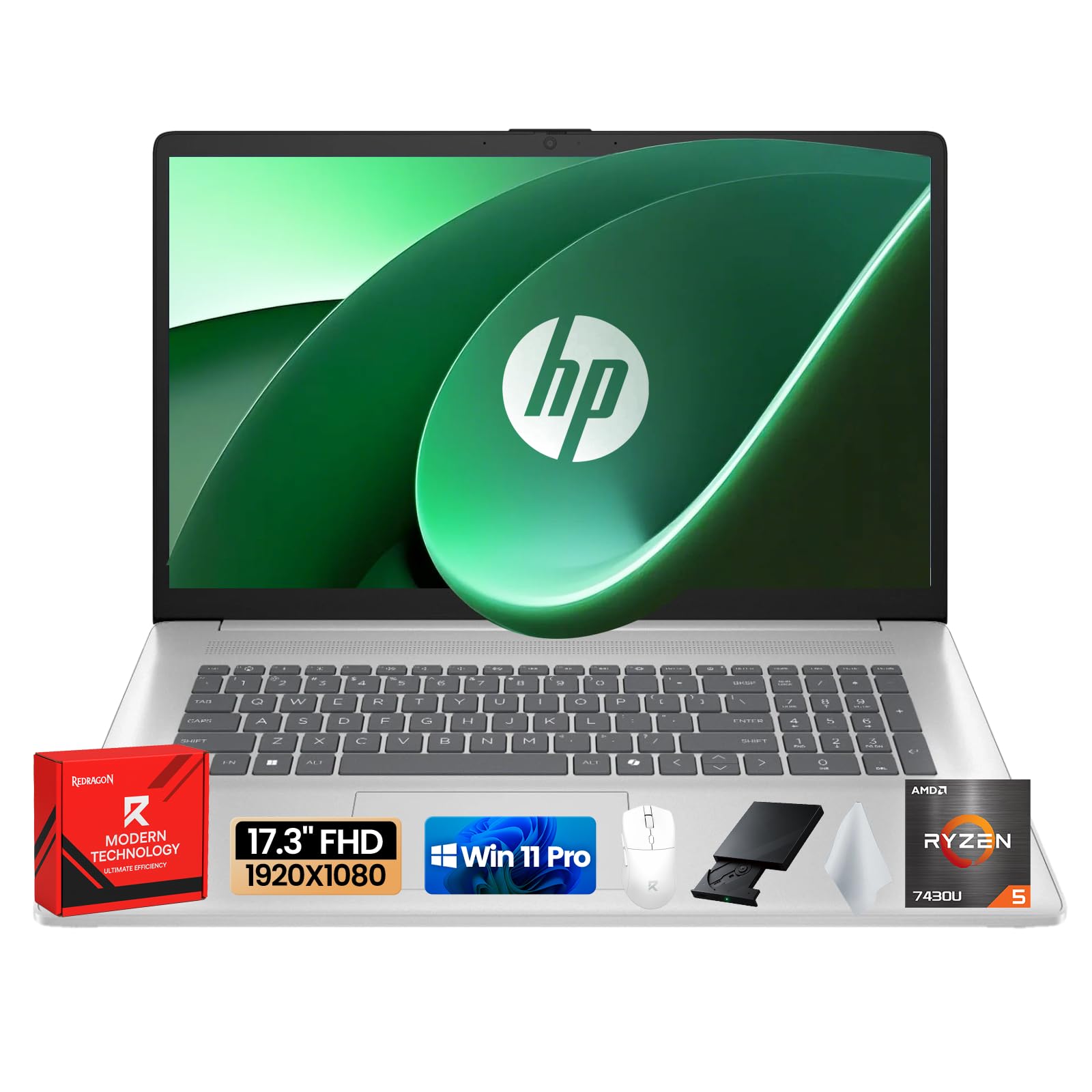 HP Flagship 17.3 Laptop Computer for Work & Home - AMD Ryzen 5 7430U (6-Core), AMD Radeon Graphics, FHD Anti-Glare IPS, Wi-Fi6 &