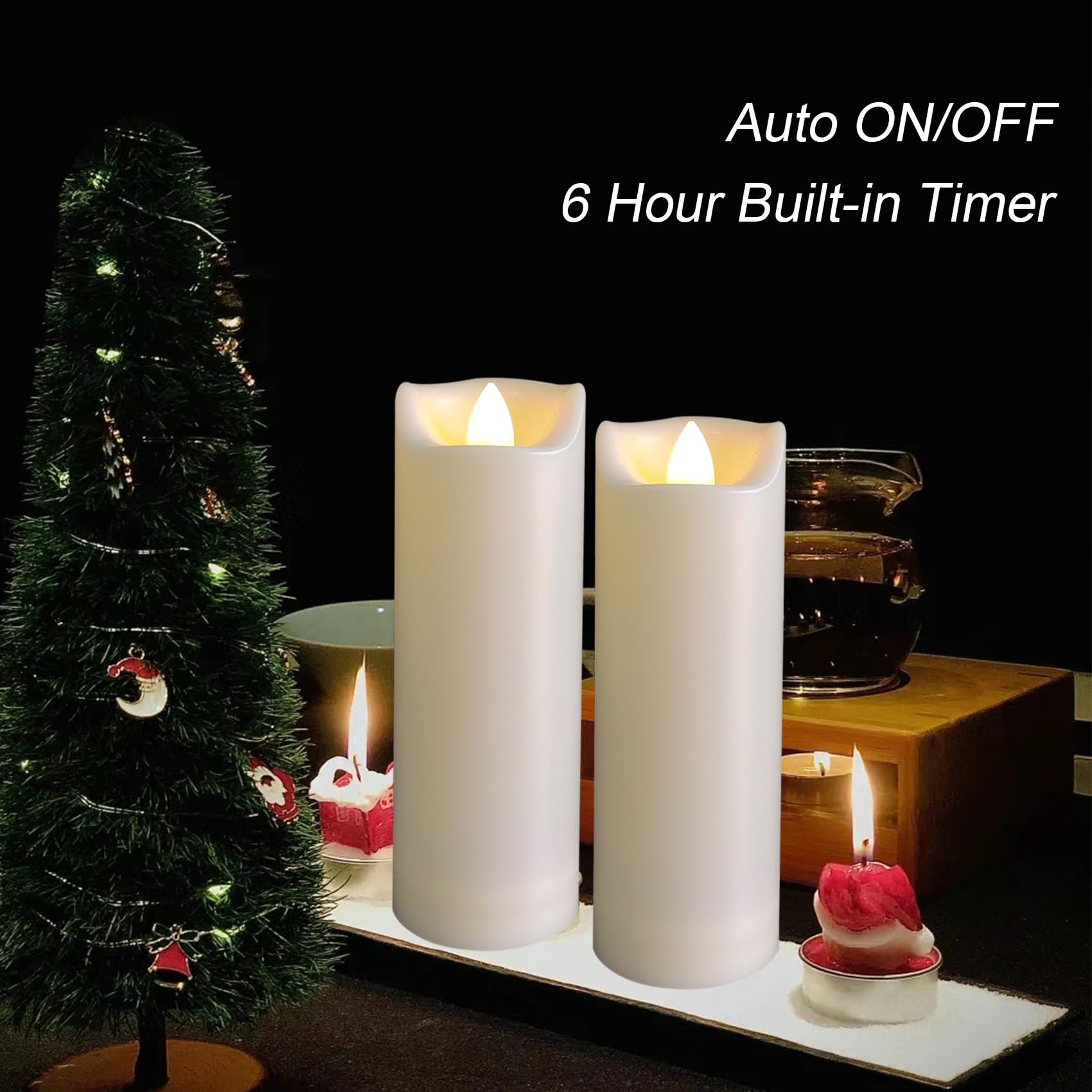 Led Battery Operated Candles 2''X6'' Plastic Flickering Flameless Candles With Timer Outdoor Waterproof Wedding Party Halloween