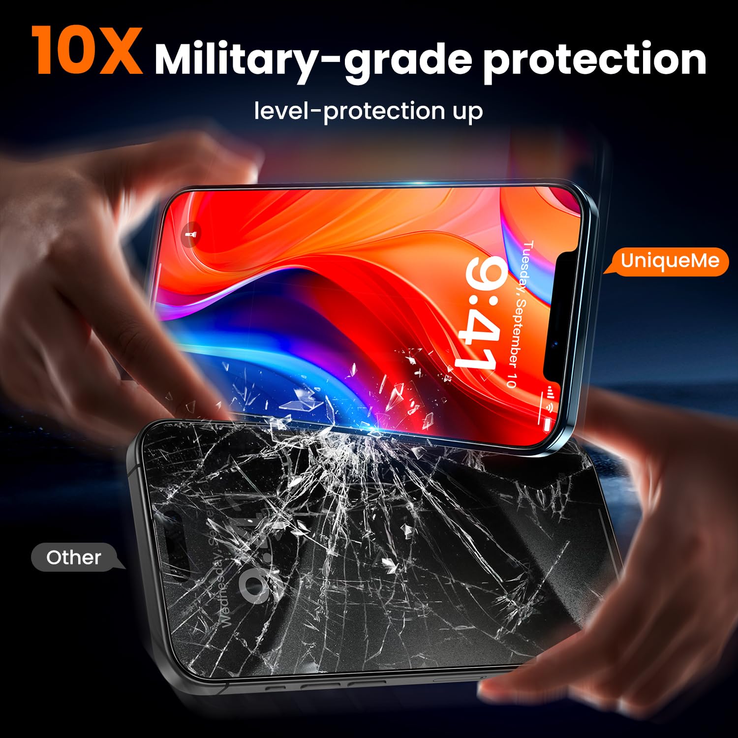 Uniqueme For Iphone 12 Pro Max Screen Protector   [Military Grade Shatterproof & 9H+ Hardness] Screen Protector 12 Pro Max Tempe