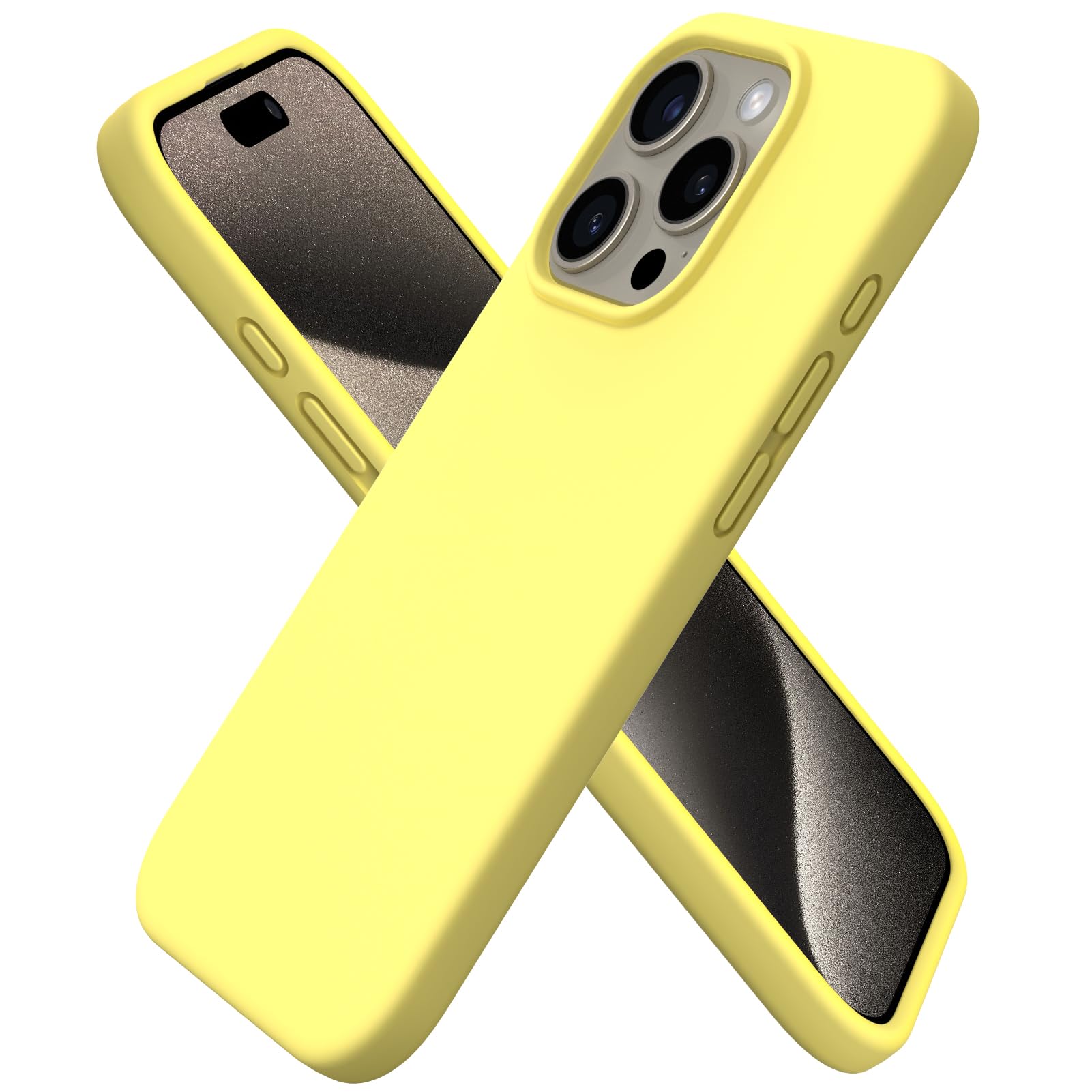 ORNARTO Compatible with iPhone 15 Pro Case 6.1, Liquid Silicone 3 Layers Full Covered Soft Gel Rubber Cover, Shockproof Protecti