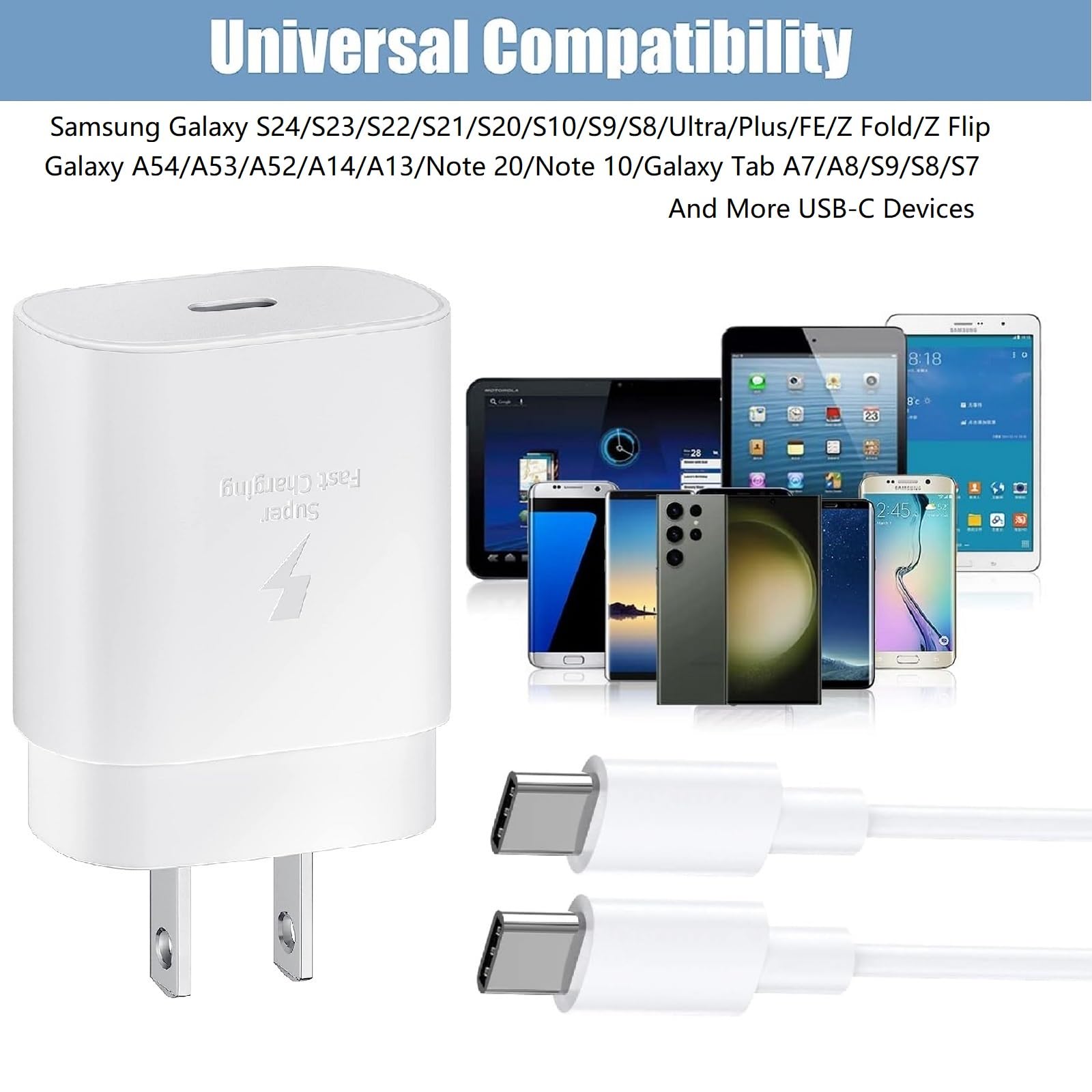 Samsung Fast Charger 25W Usb C Super Fast Charging Type C Charger Cord 6Ft Android Phone Charger For Samsung Galaxy S24 S23 S22