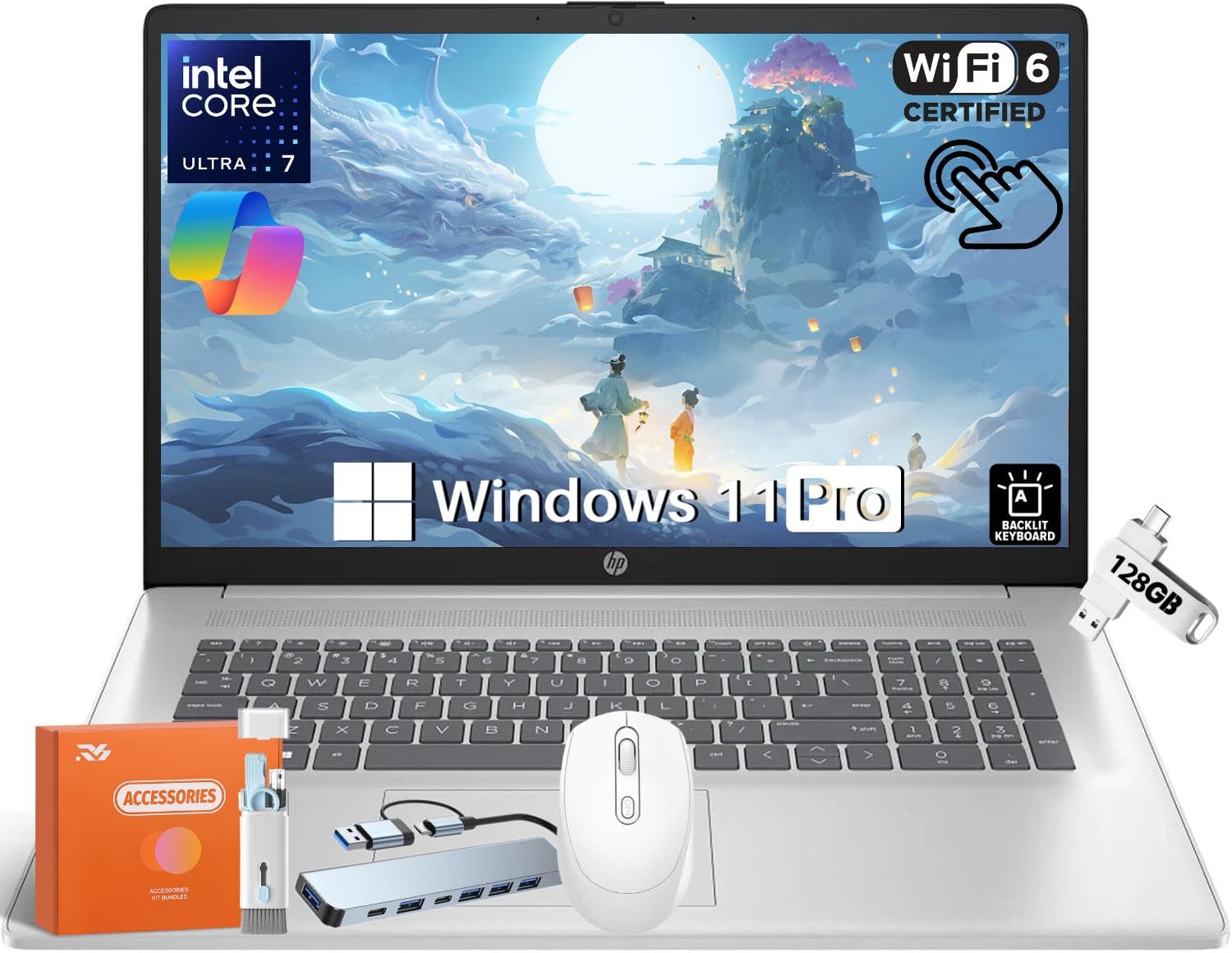 HP 2025 17.3 Business Laptop, Intel Ultra 7 255U 12-Core (Beat Ultra 7 155H), 64 GB DDR5, 2 TB SSD, HD+ Anti-Glare Touchscreen,