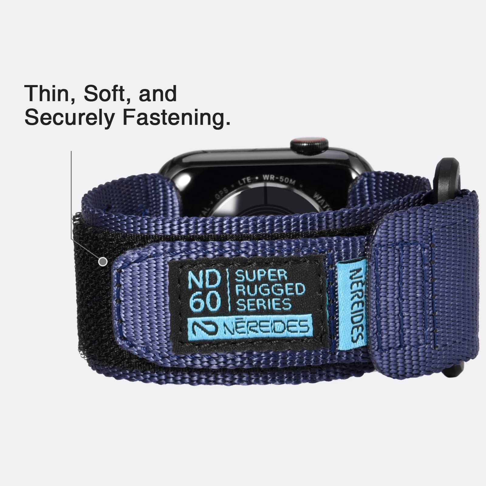Nereides Compatible With Apple Watch Band Ultra 1/2, Nylon Sports Strap With Woven Design For 49Mm (L, Blue)