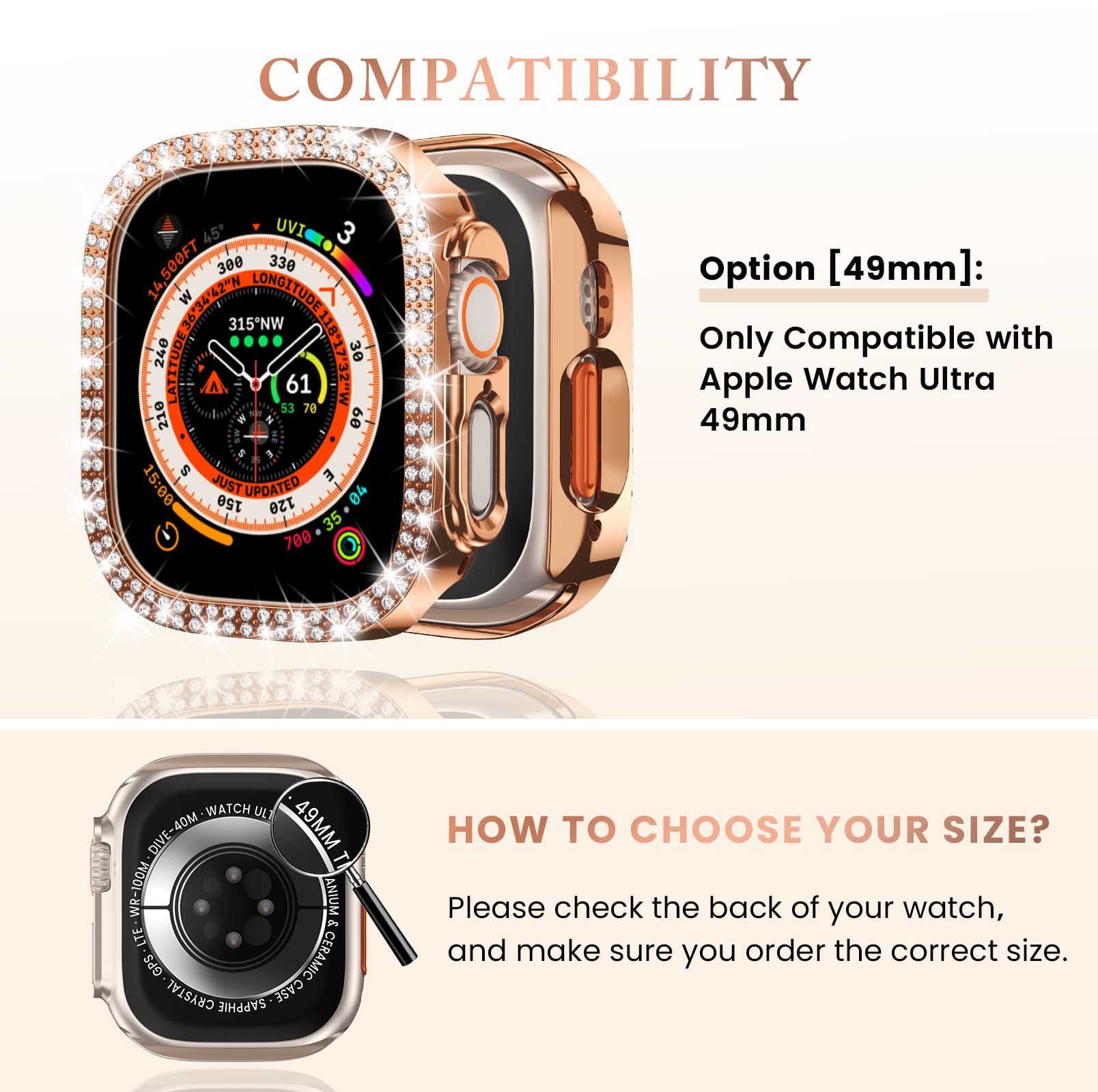 Goton 4 Pack Bling Bumper For Apple Watch Ultra Ultra2 2024 49Mm Case, Women Glitter Diamond Rhinestone Protector Cover For Iwat