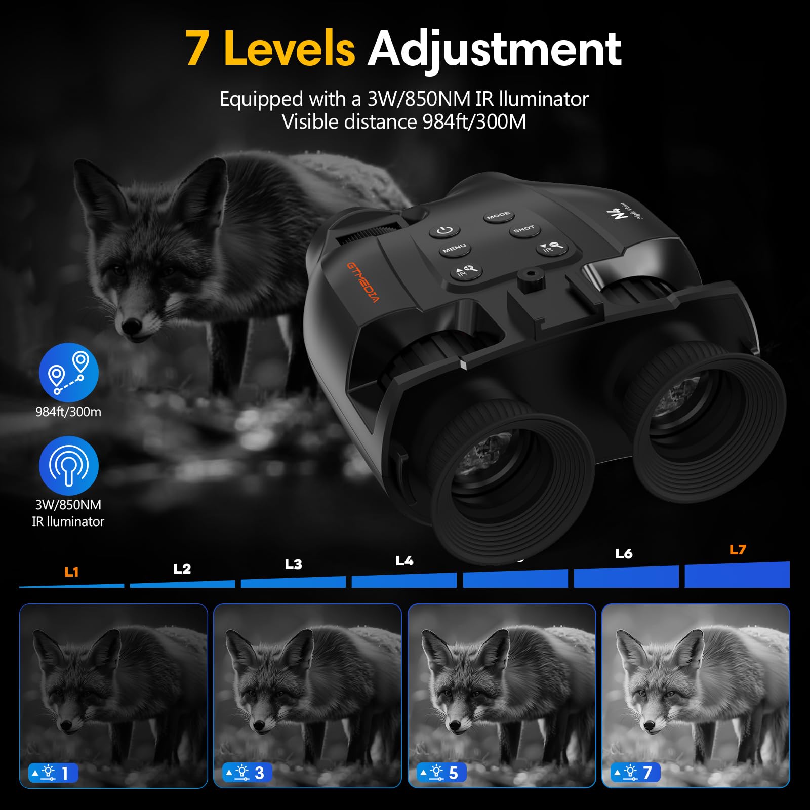 Xytec Night Vision Goggles, Head Mounted Digital Infrared Night Vision Binoculars For Adults, 5X Digital Zoom, Hd Large Screen B