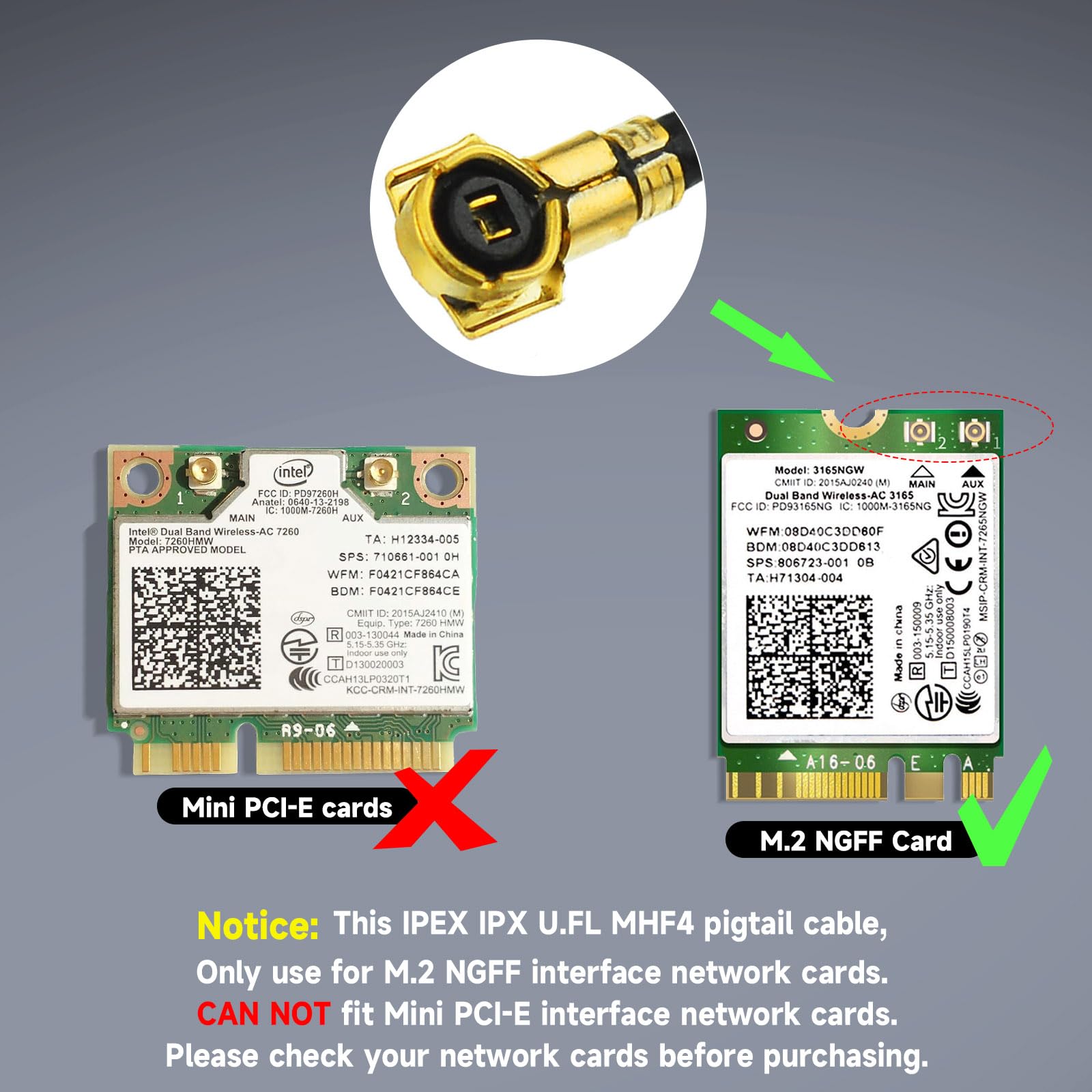 Bingfu M.2 Wifi Antenna 2.4Ghz 5Ghz 5.8Ghz 3Dbi Mimo Rp Sma Male + 2 X 12 Inch Ngff Ipex4 To Rp Sma Cable + Pci Slot Bracket For