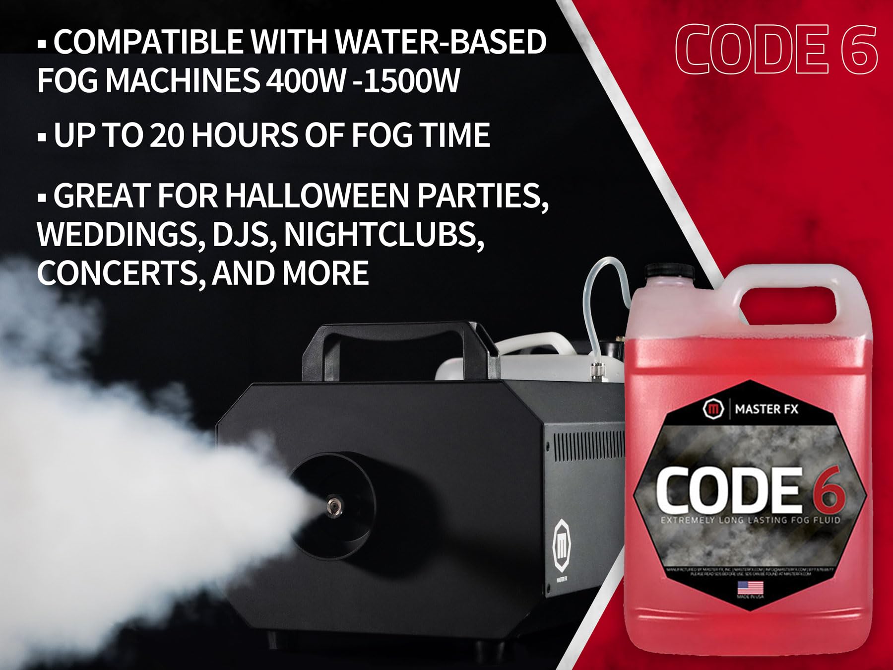 Code 6 Fog    Extremely Long Lasting Fog Fluid   1/2 Gallon
