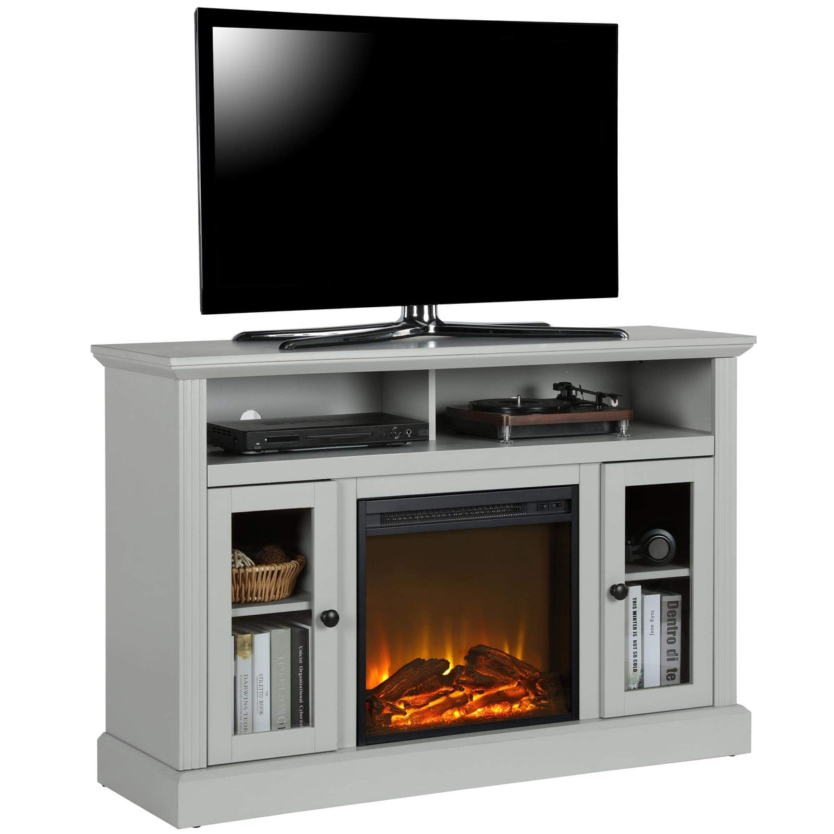 Ameriwood Home Chicago Electric Fireplace Tv Console For Tvs Up To A 50'', Dove Gray