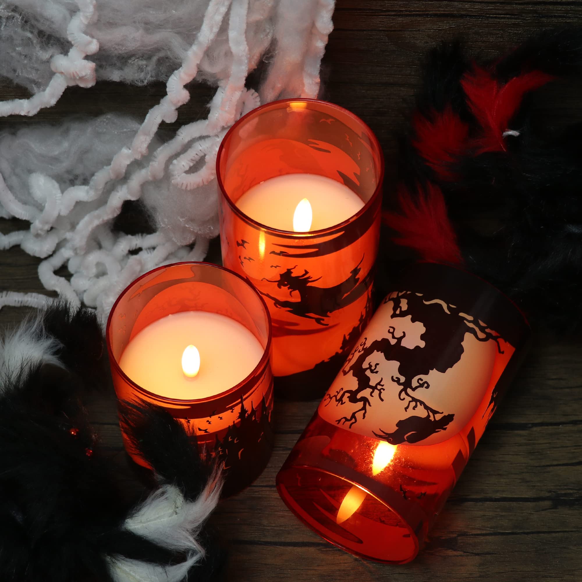 Dromance Witch Glass Flameless Candles With Remote And Timer, Battery Operated Realistic 3D Wick Flickering Real Wax Led Candles