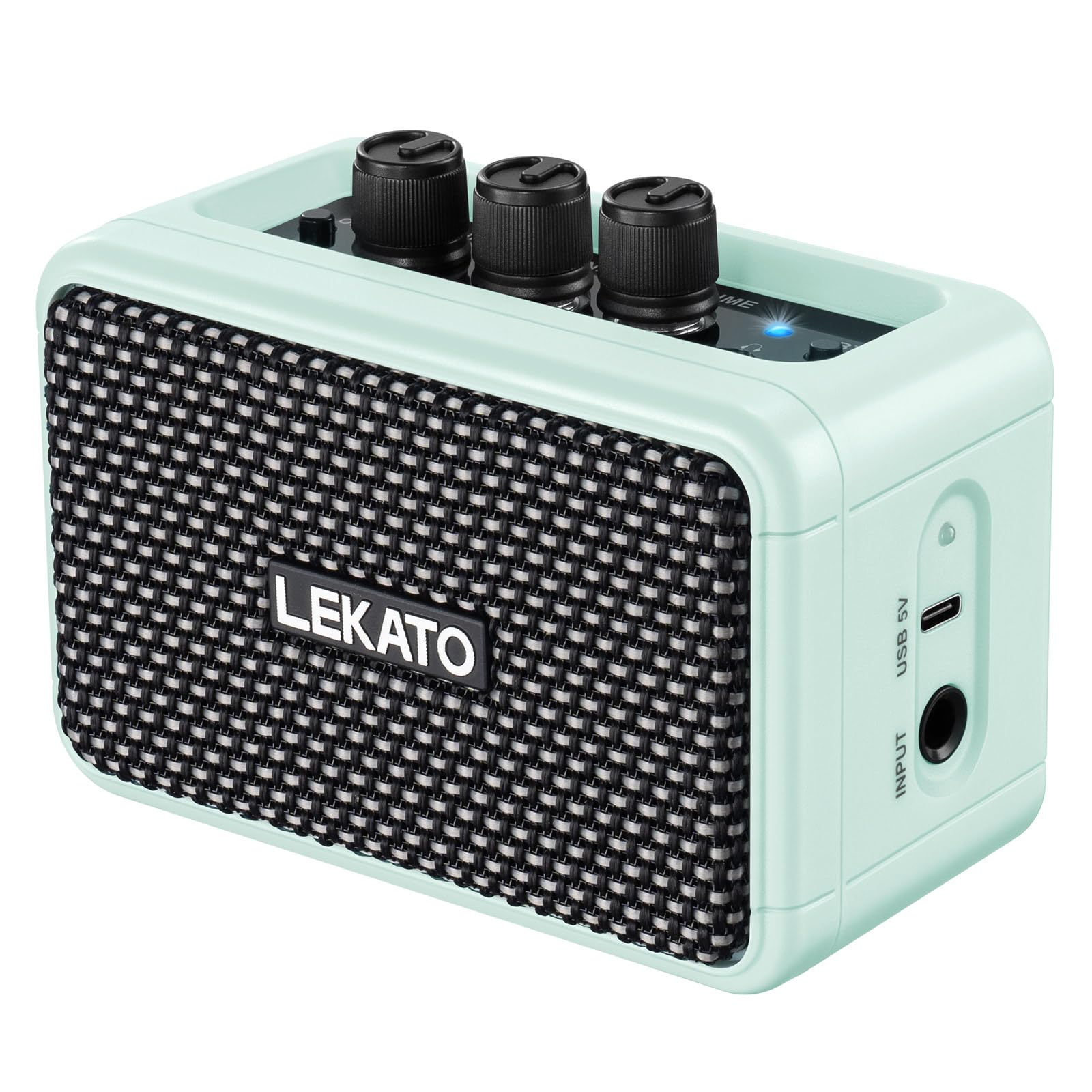LEKATO Mini Guitar Amplifier, Dual Speakers 5W, Rechargeable Electric Guitar Amp Bluetooth with Clean Overdrive, 6H Working, Hea