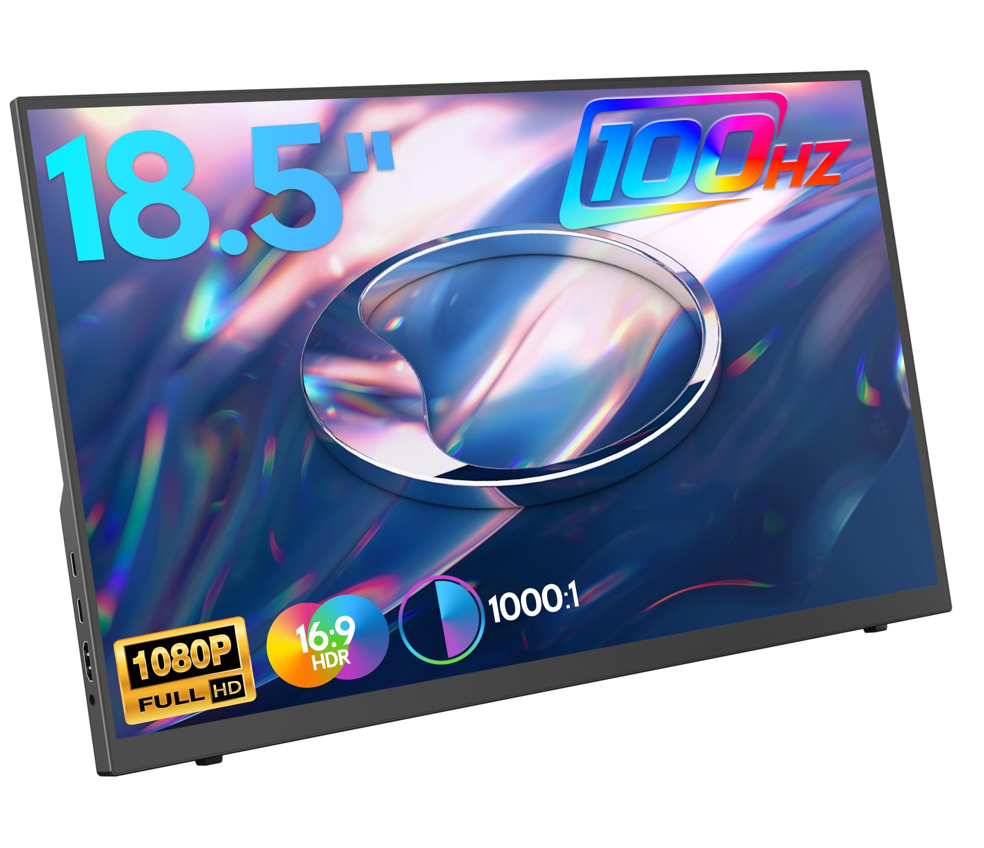 HONGO 18.5 inch 100Hz Portable Monitor 1080P, Large Portable Monitor Stand, FHD IPS Screen HDR Gaming Display, Travel Second Mon